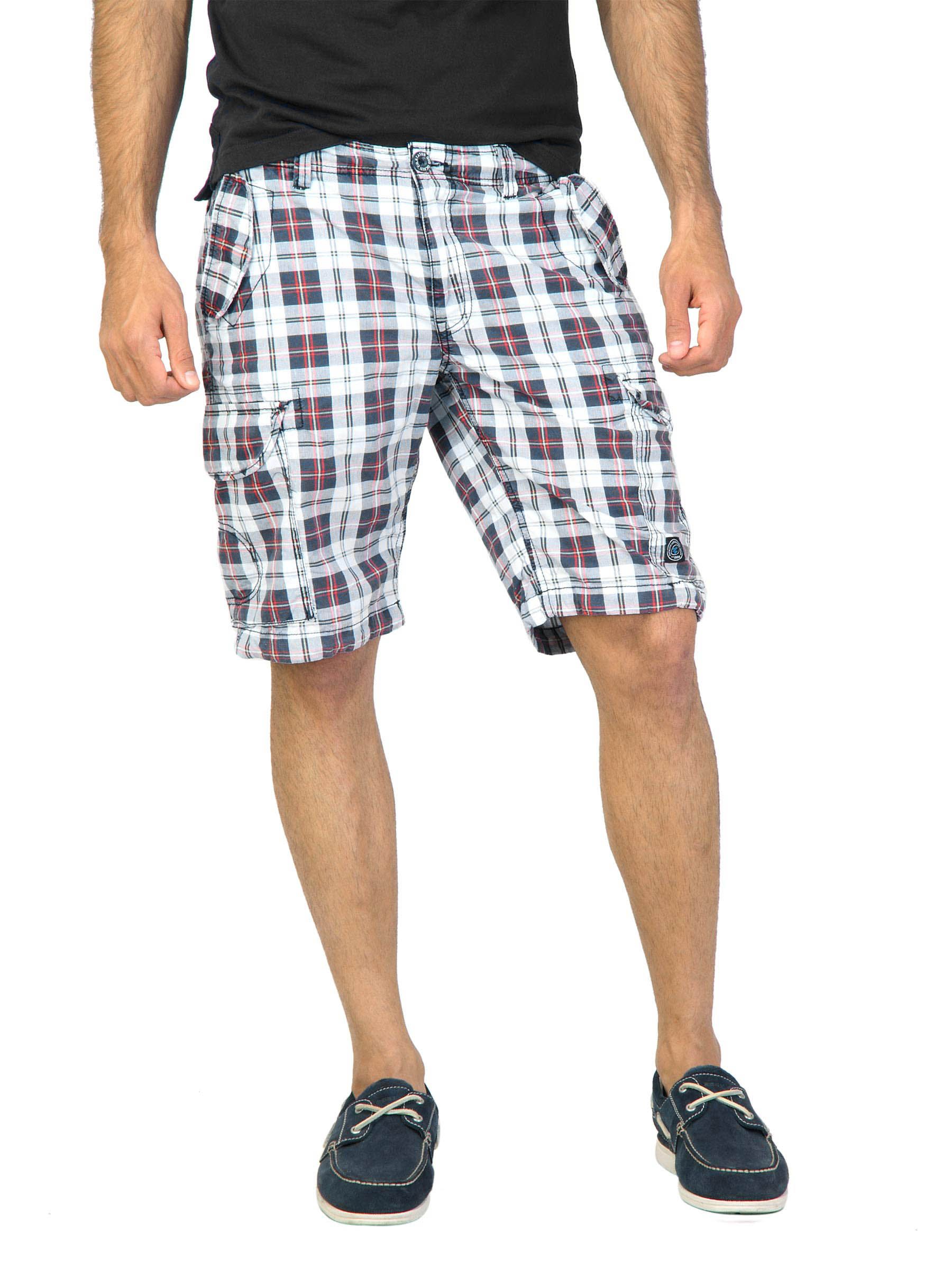 Status Quo Men Check Navy Blue Shorts