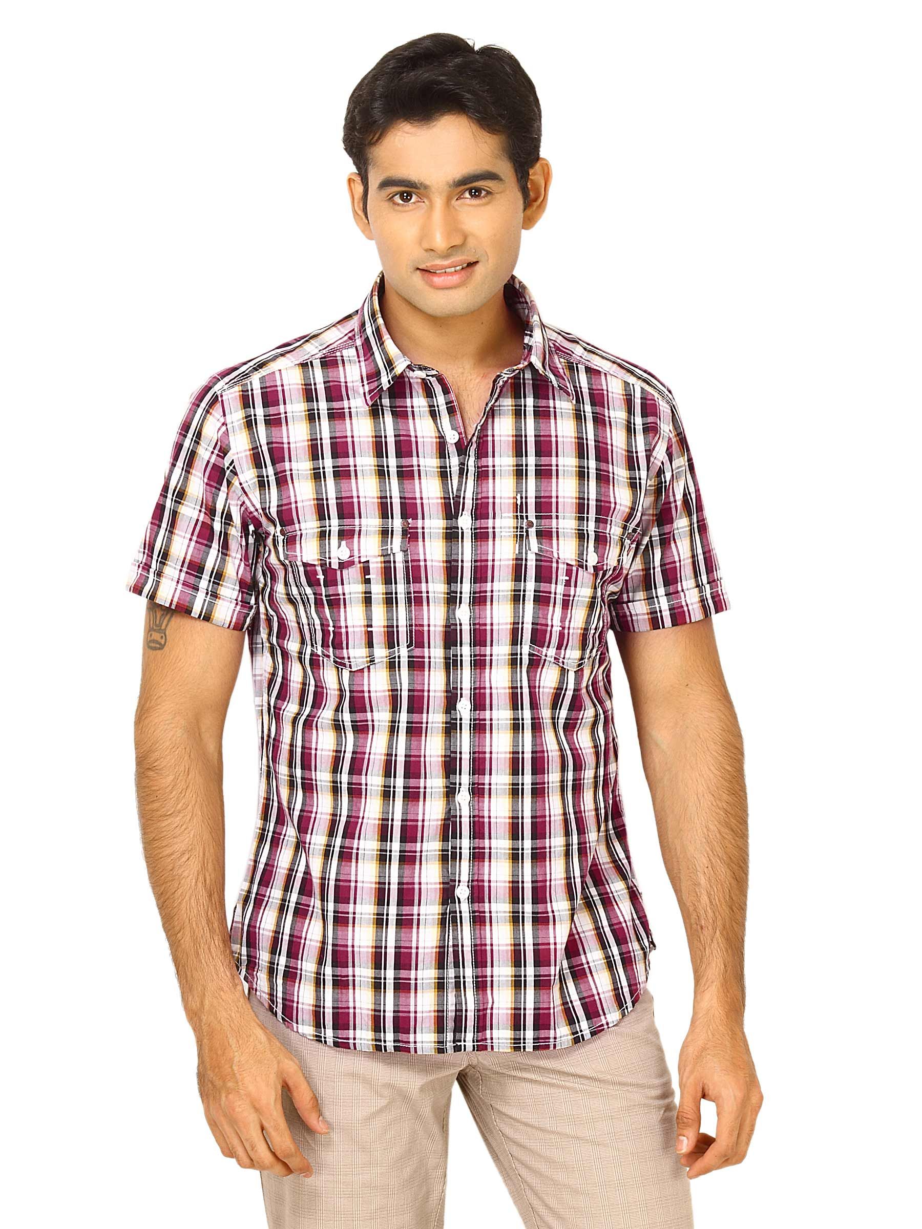 Scullers Men White Check Shirt