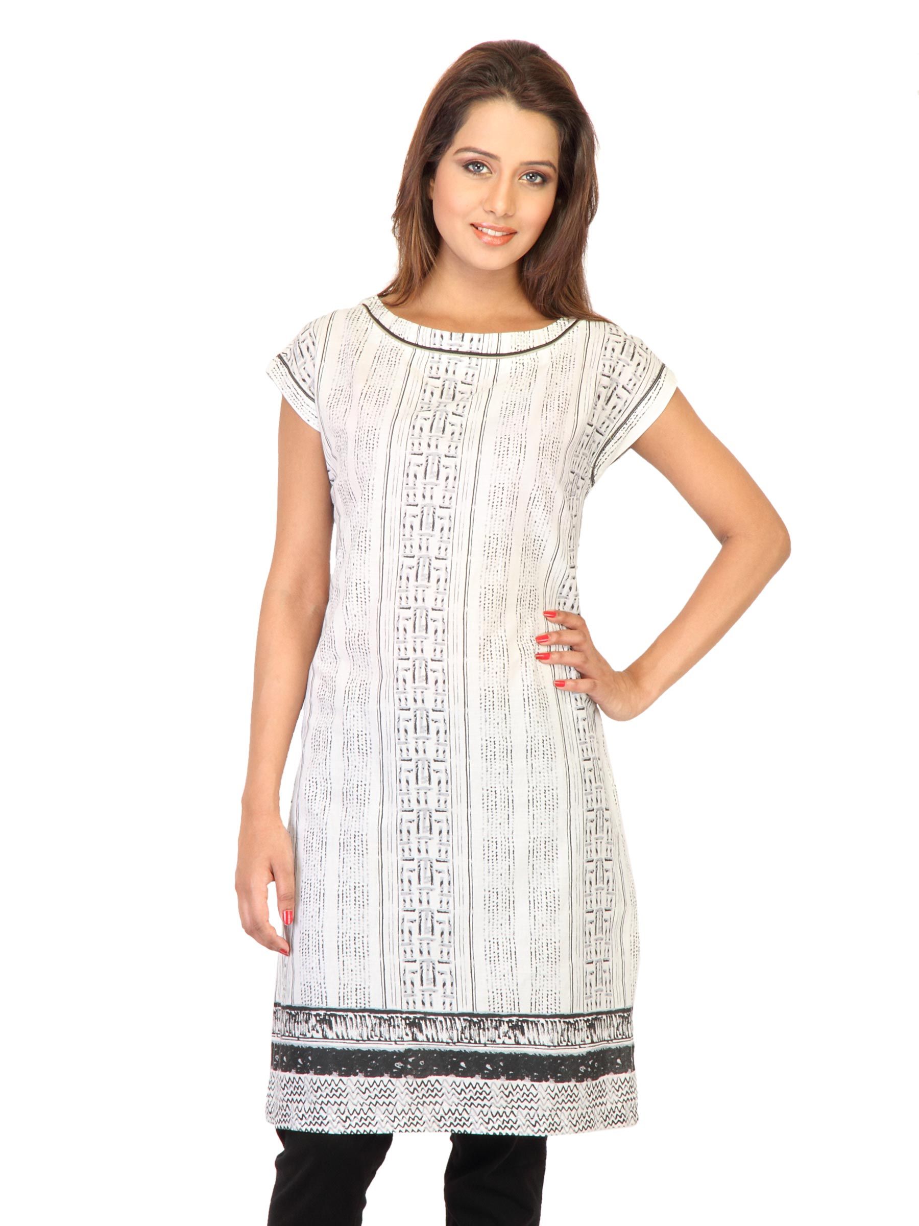 W Women Printed White Kurtas