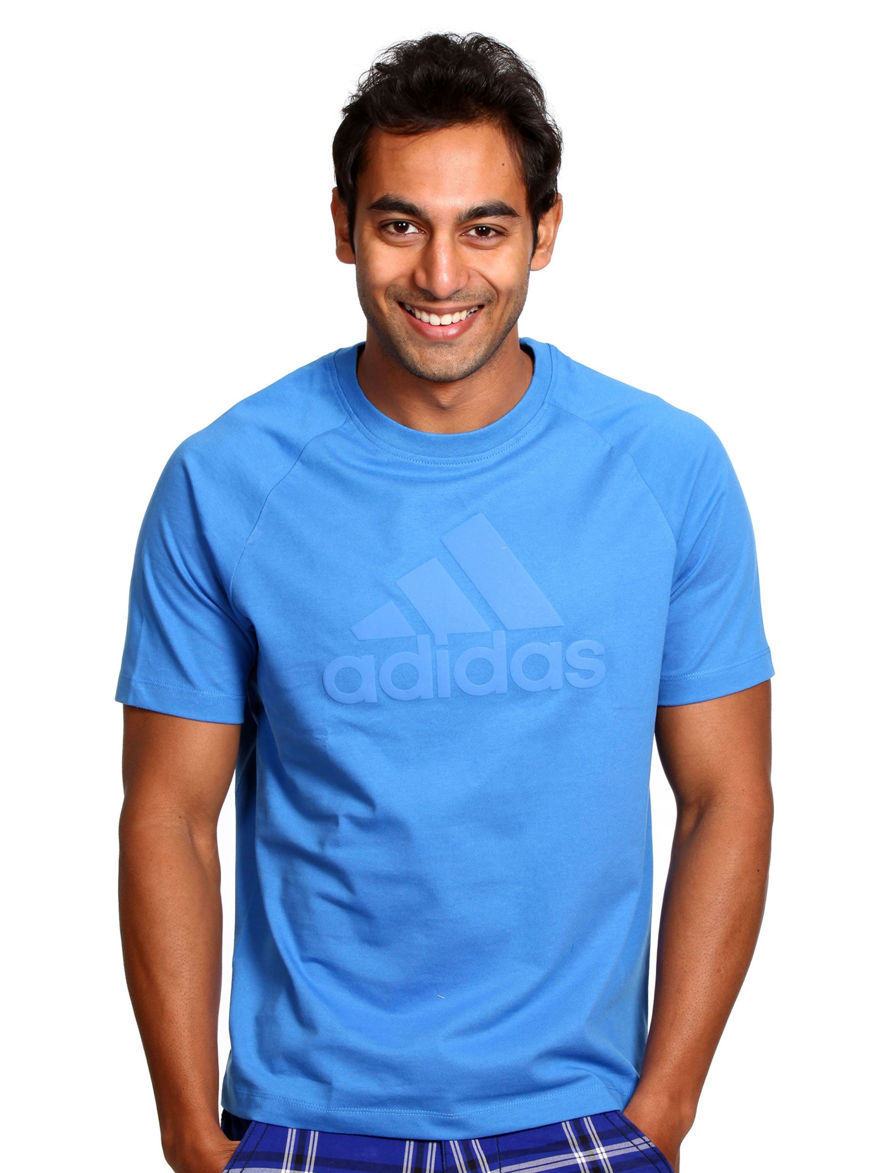ADIDAS Men Crew Blue T-shirt