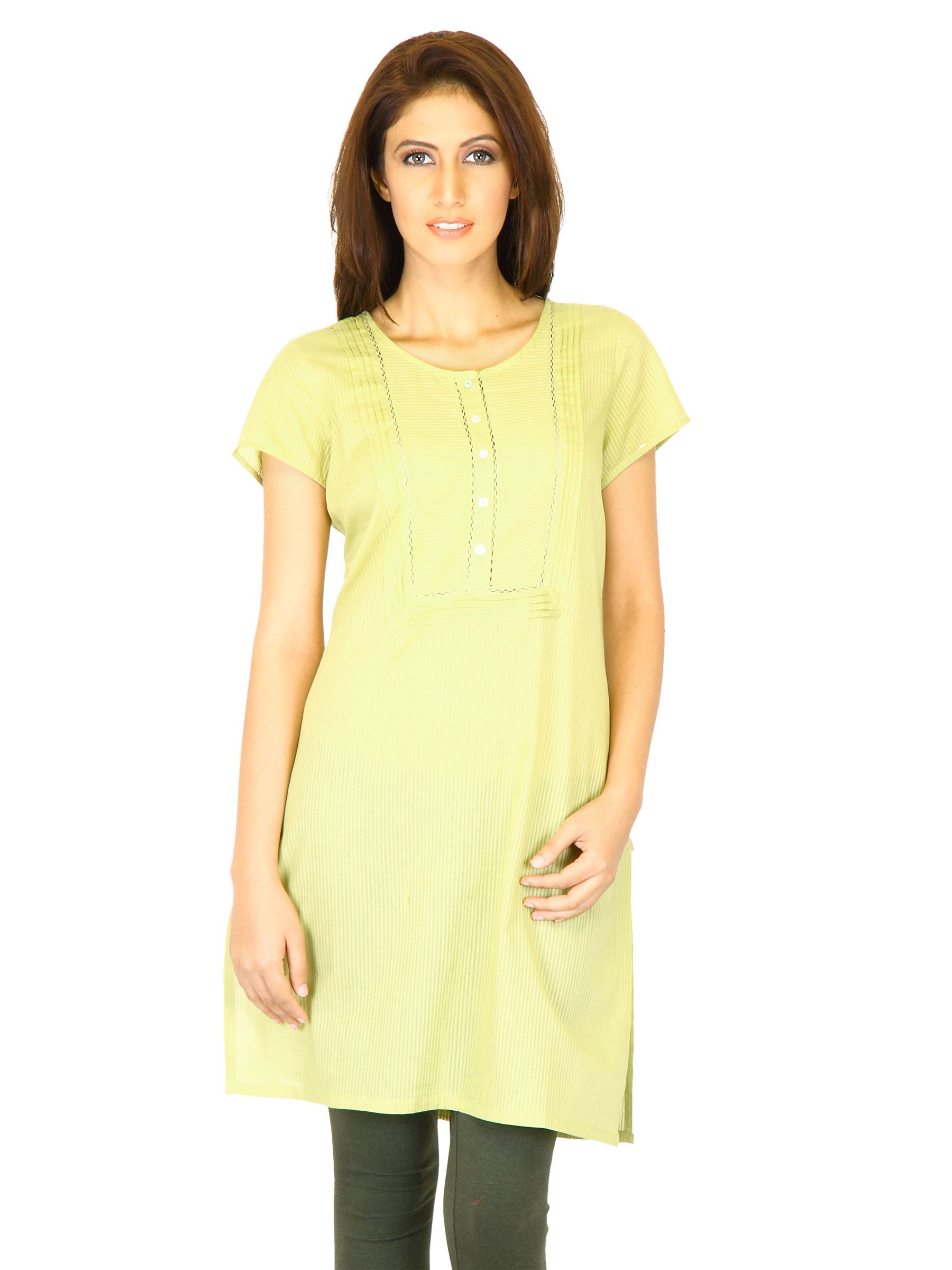 W Women Solid Green Kurtas