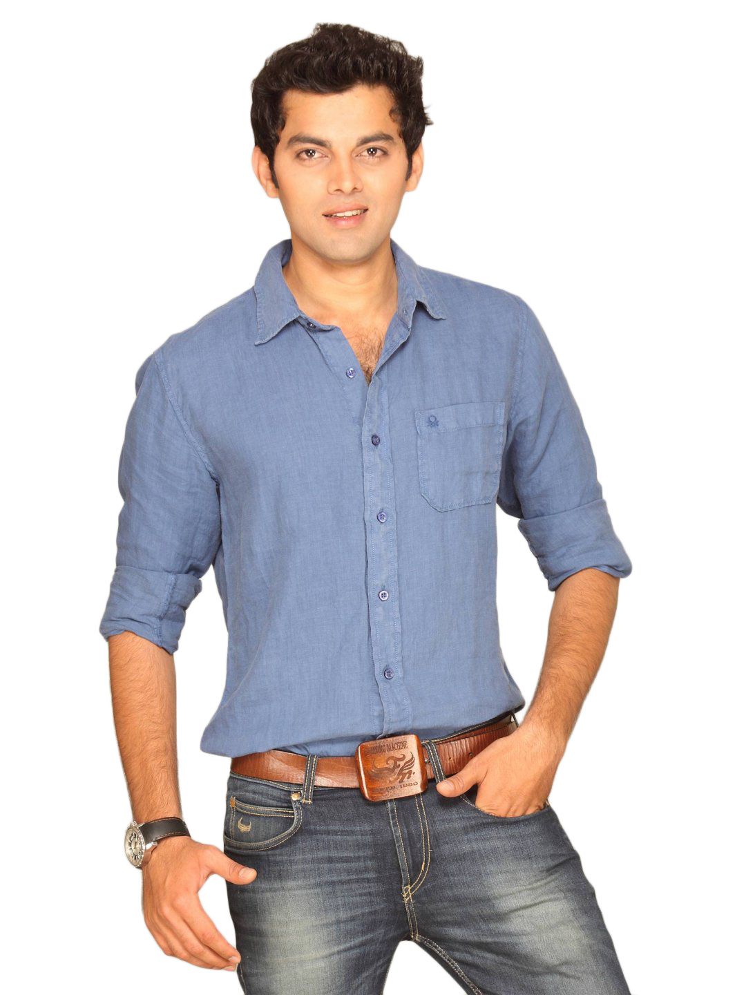 UCB Men Linen Grament Navy Shirt