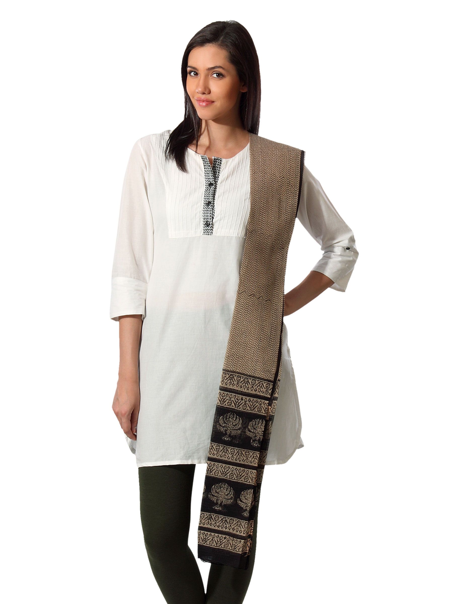 Fabindia Printed Brown Dupatta