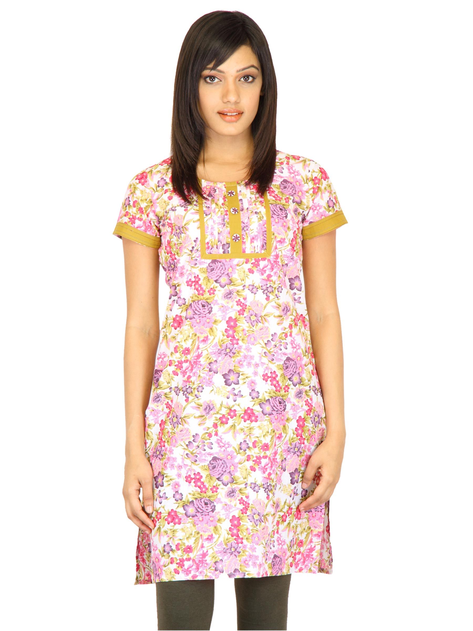Vishudh Women Pigment Print Pink Kurtas