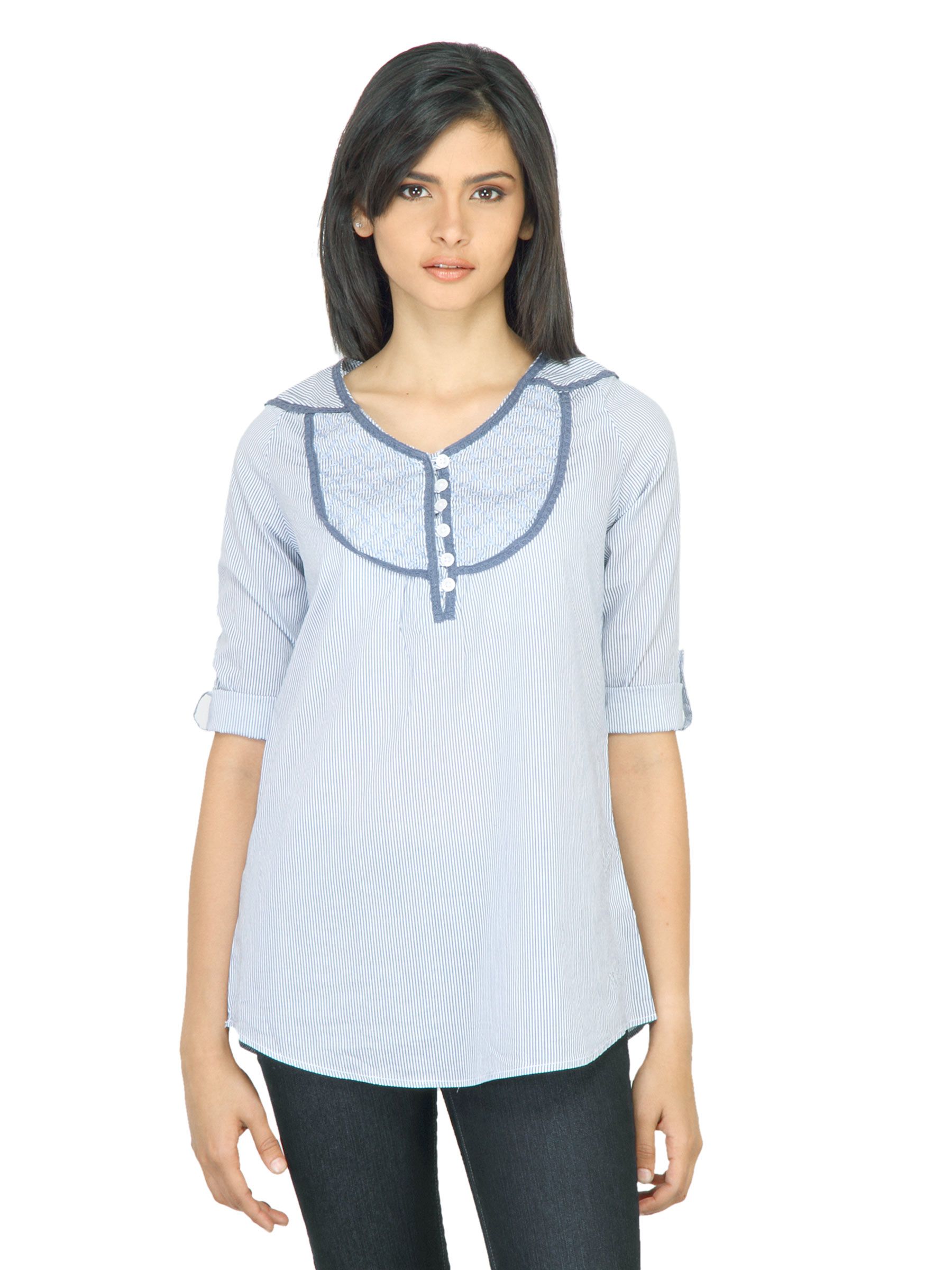 Wrangler Women Lace Blue Top