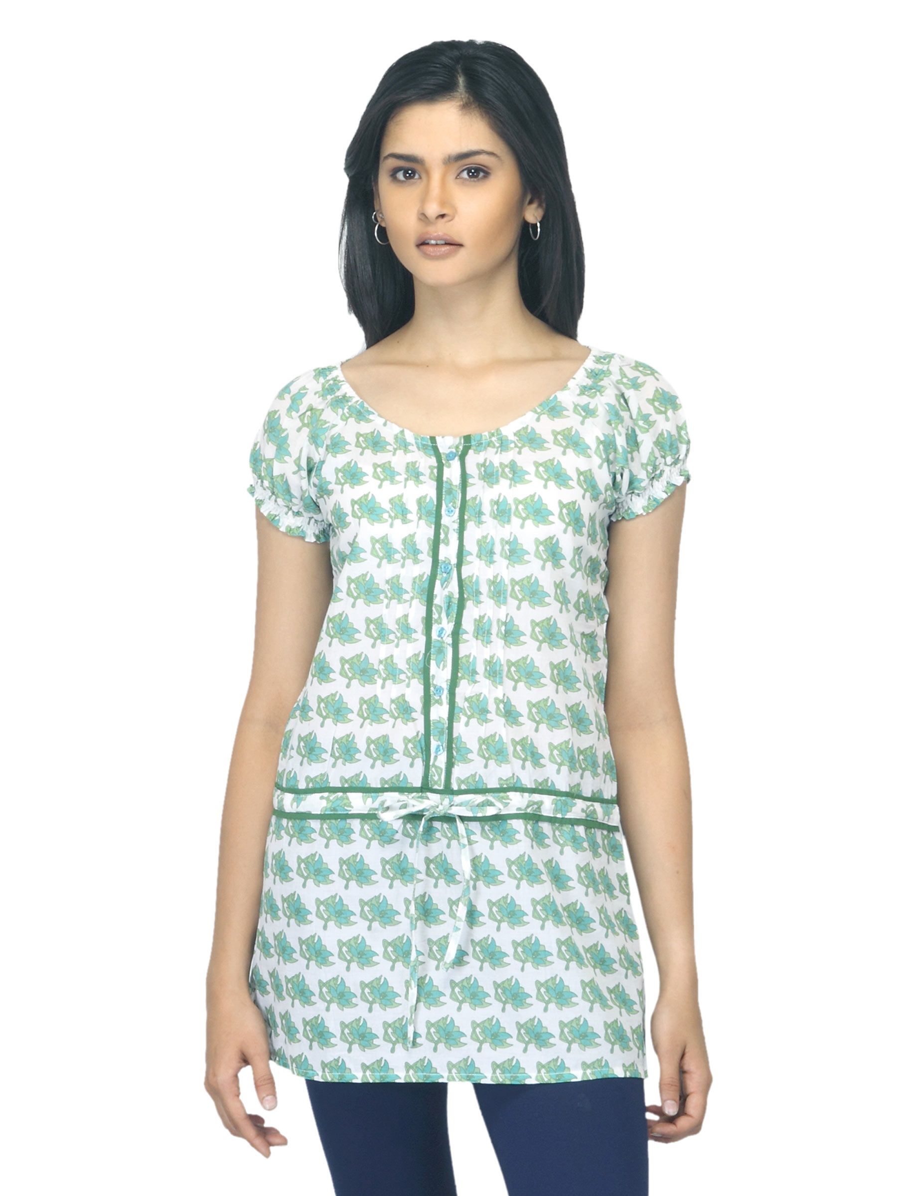 Mumbai Slang Women Printed Green Tunic
