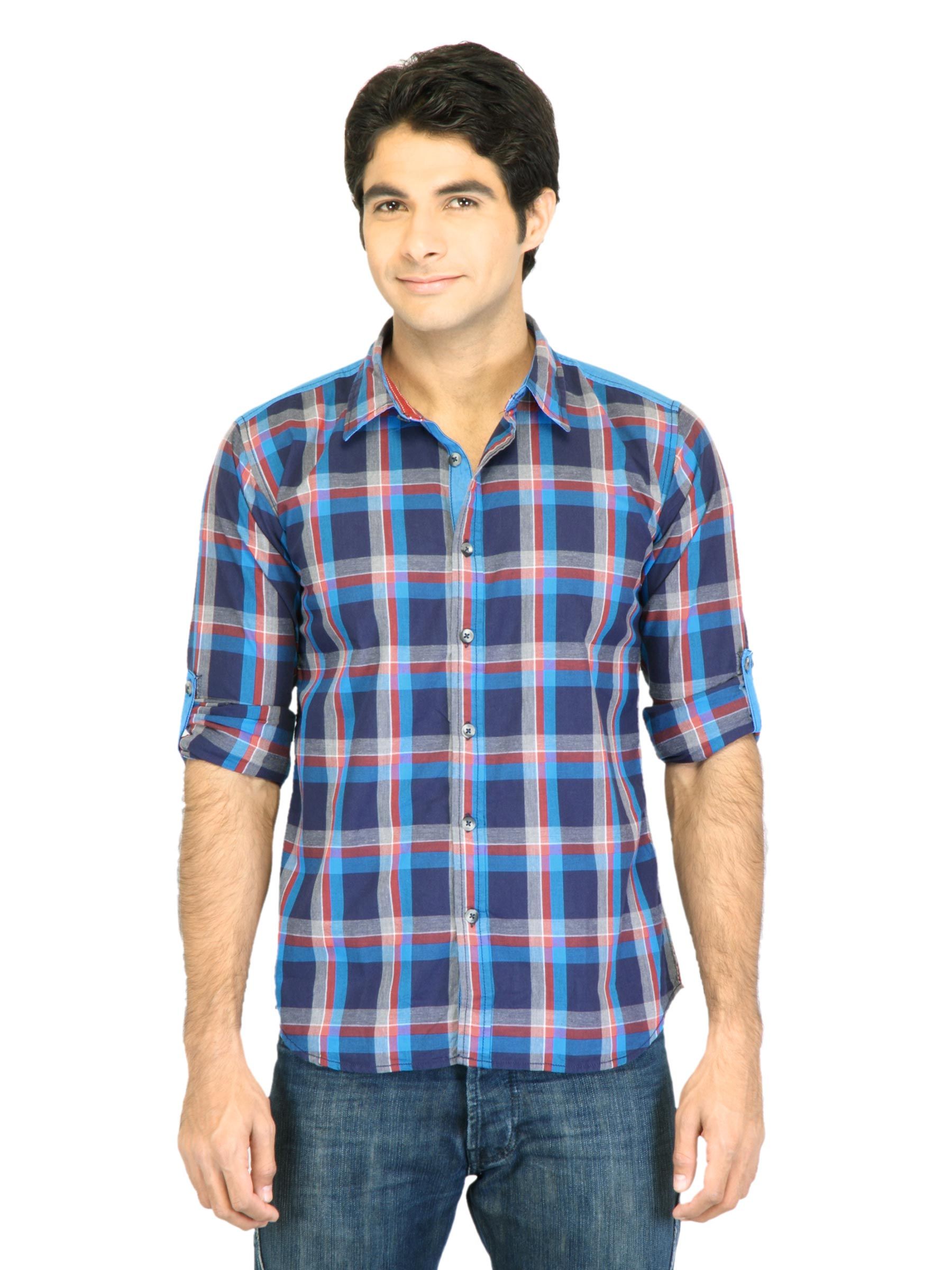 Probase Men Check Navy Blue Shirt