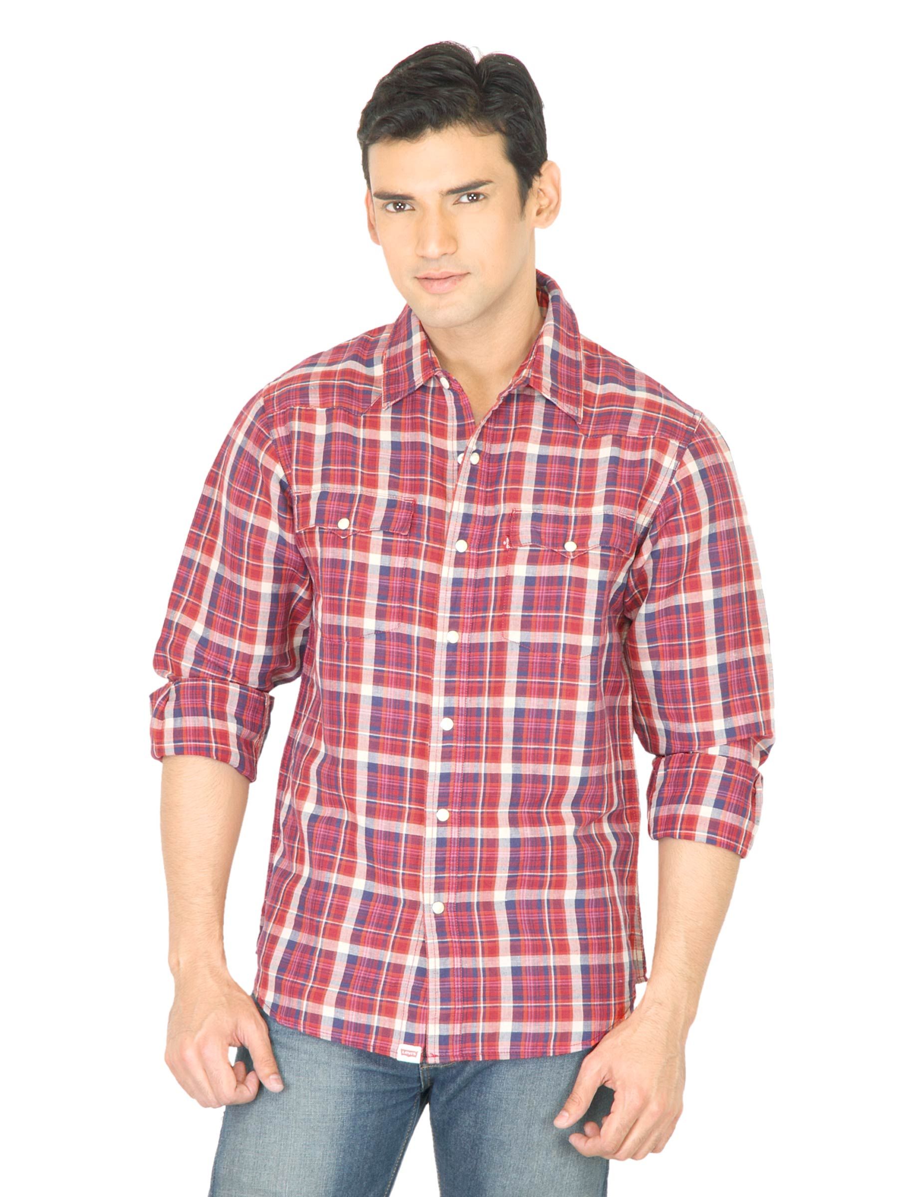 Levis Men Work Western Red Shirt