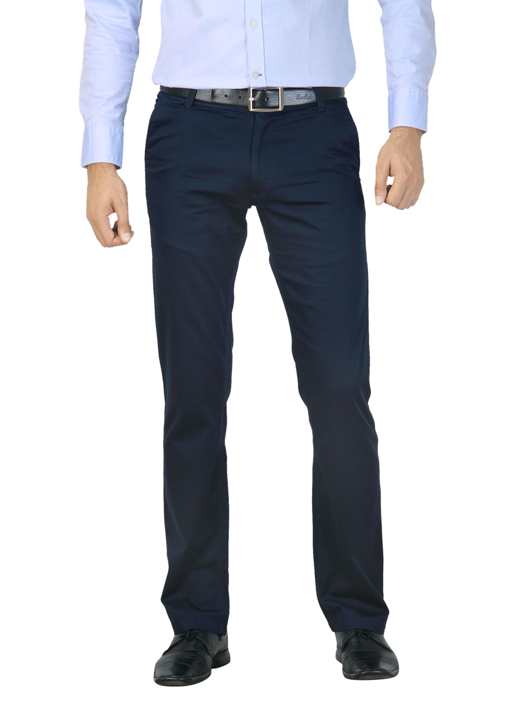 Mark Taylor Men Solid Navy Blue Trouser
