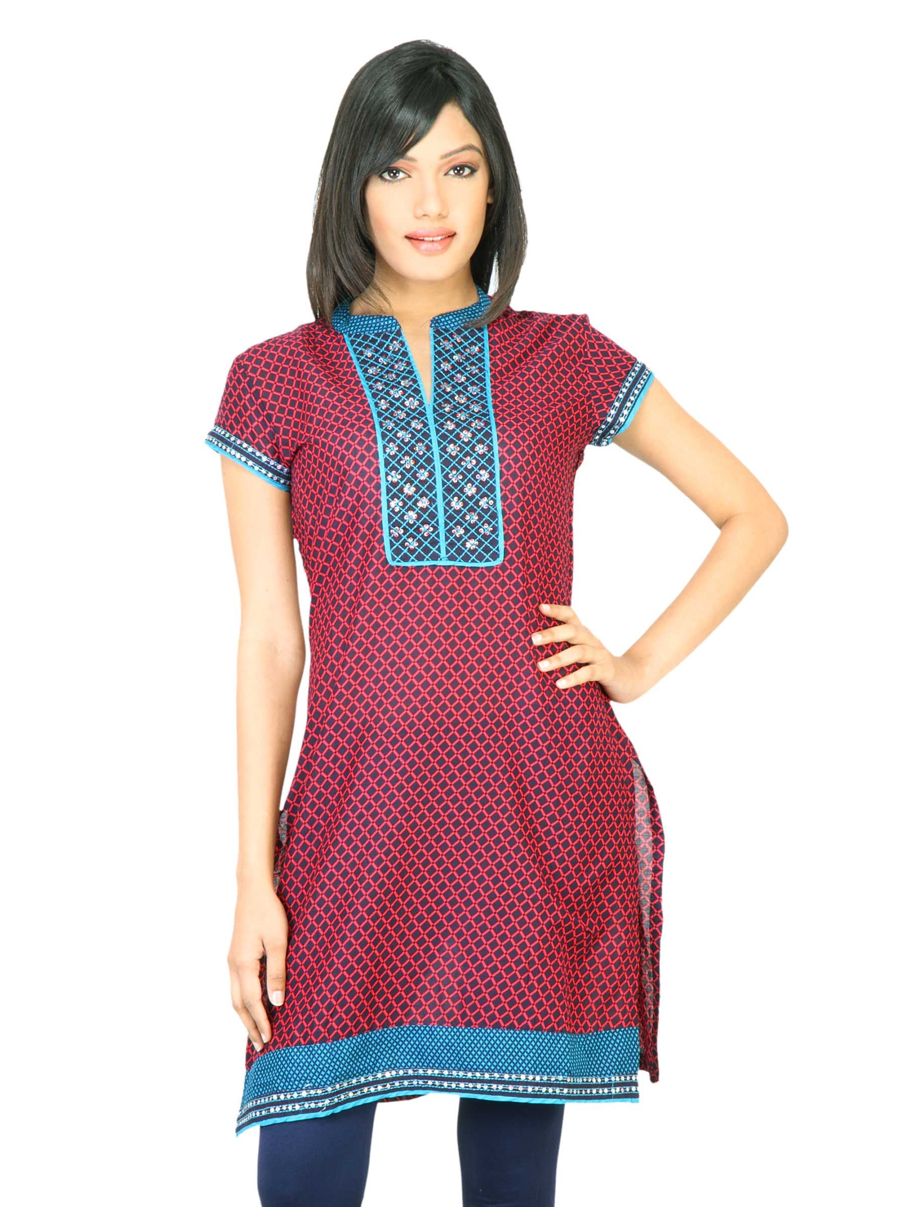 BIBA Women Printed Red Kurta