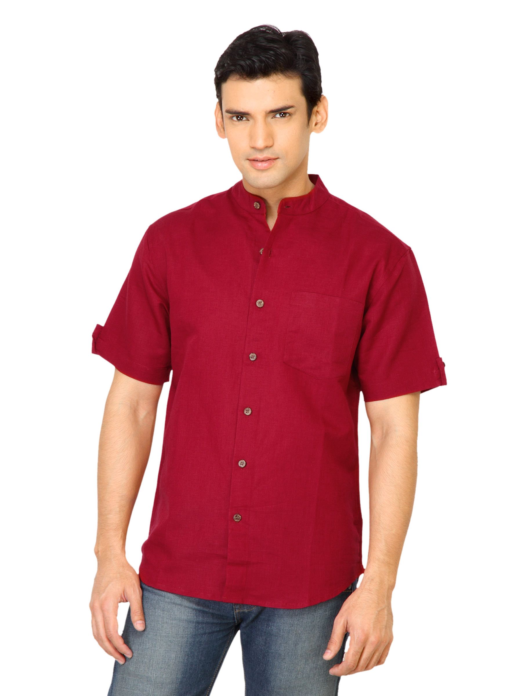 Mother Earth Men Solid Maroon Shirt