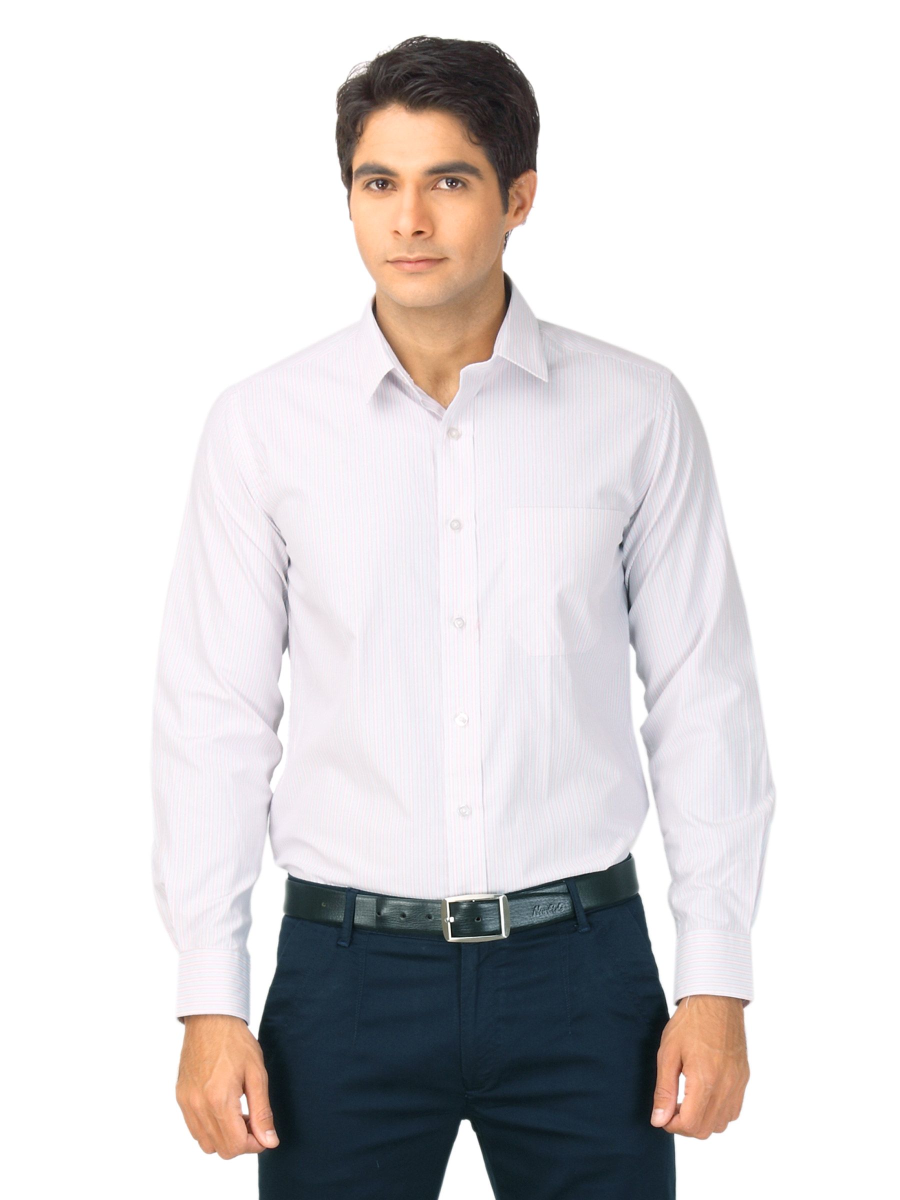 Mark Taylor Men Blue & White Striped Shirt
