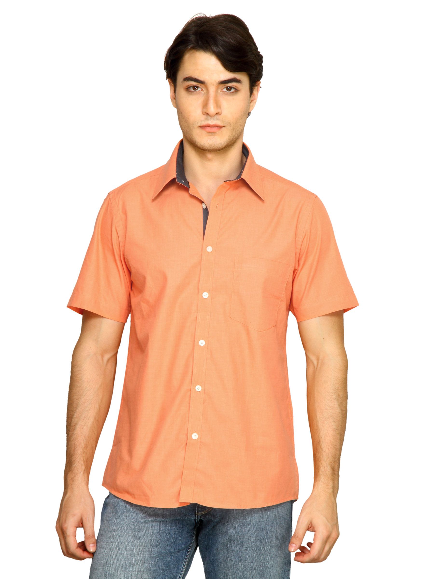 Indigo Nation Men Plain Orange Shirts