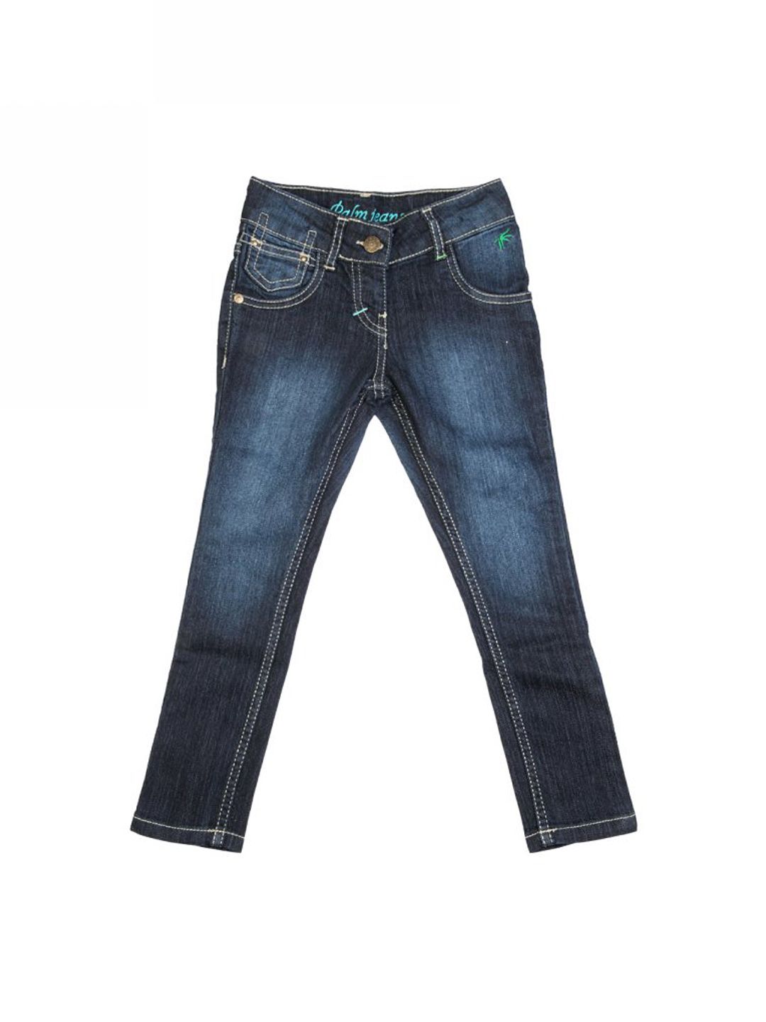 Palm Tree Kids Girl Washed Blue Jeans
