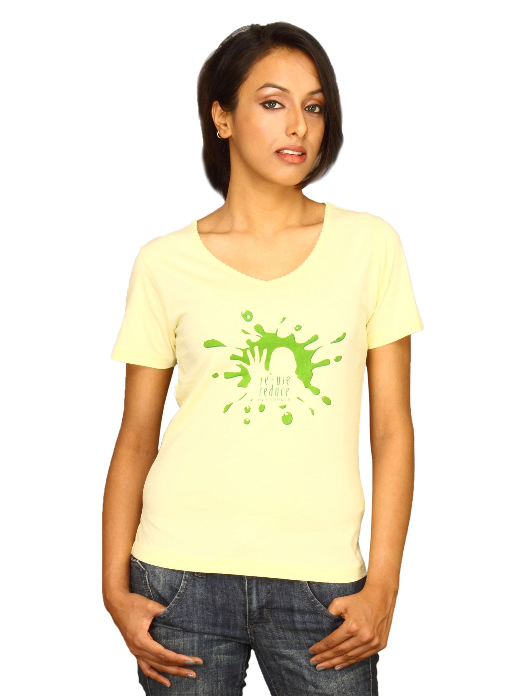 DUSG Women Reuse Reduce Bamboo Yellow Top
