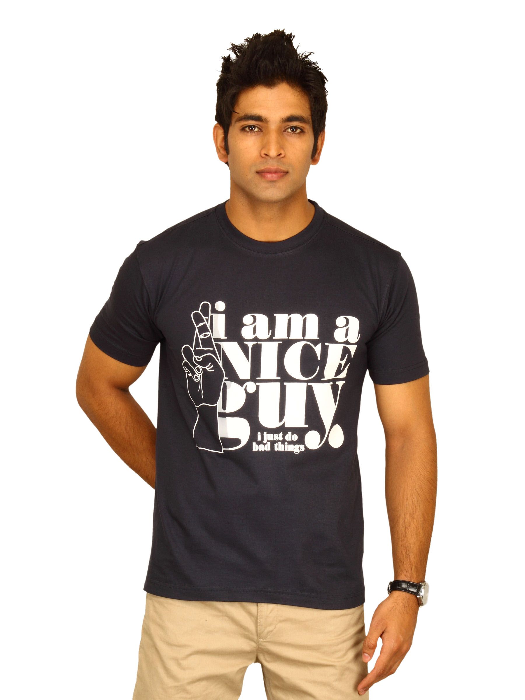 Myntra Men's I am a nice guy Navy Blue T-shirt