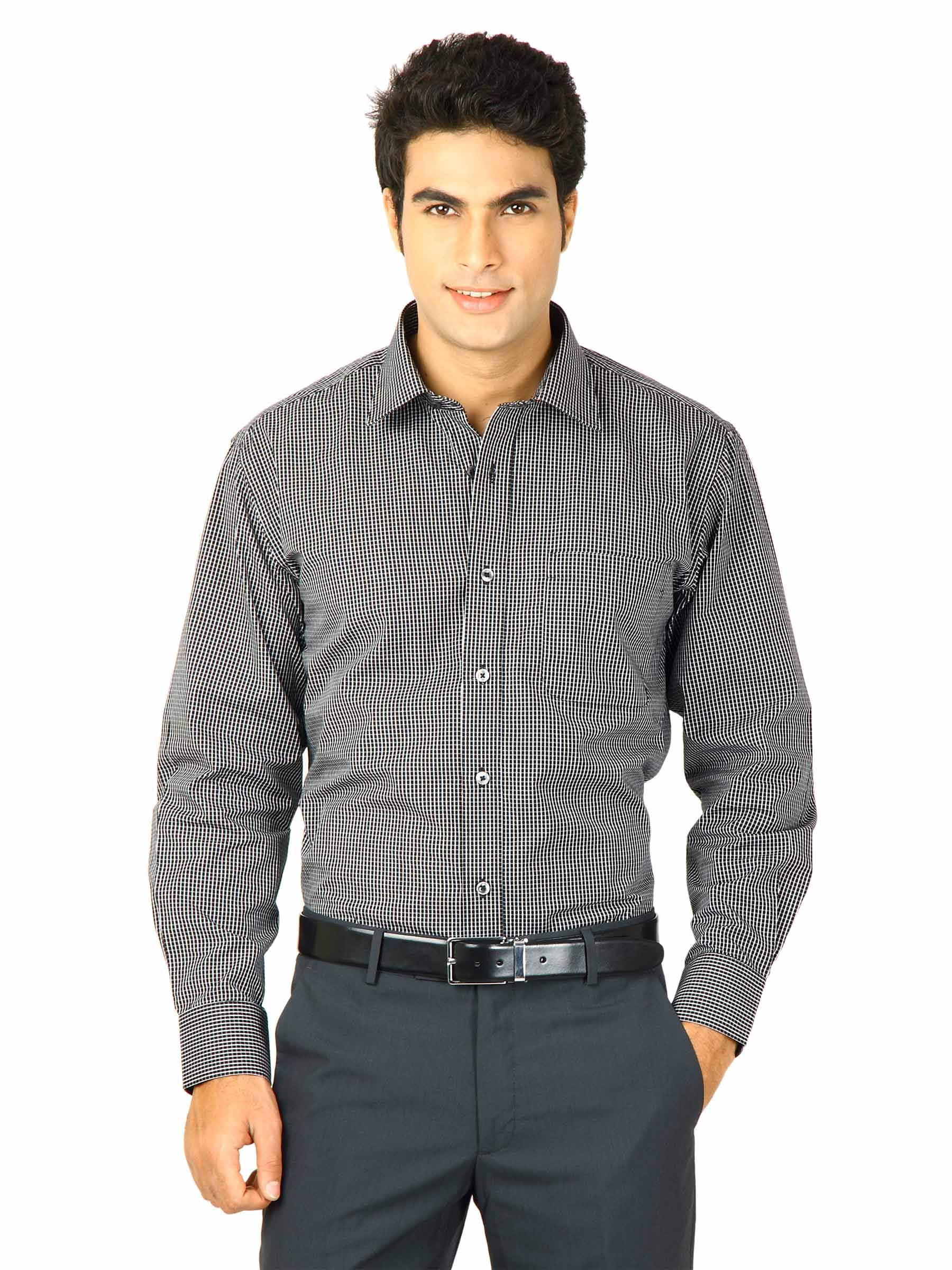 John Miller Men Black Checks Shirts