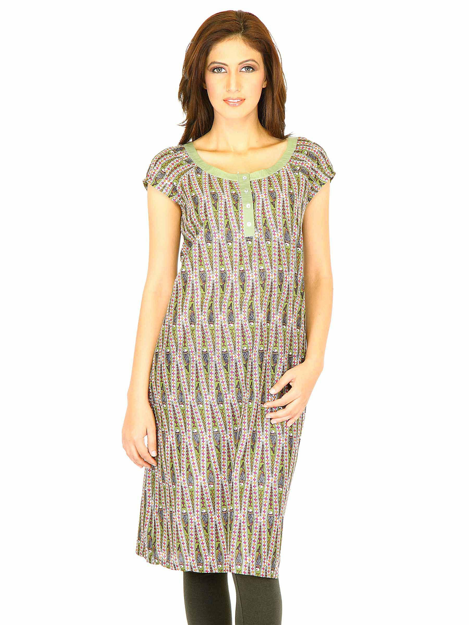 W Women Printed Green Kurtas