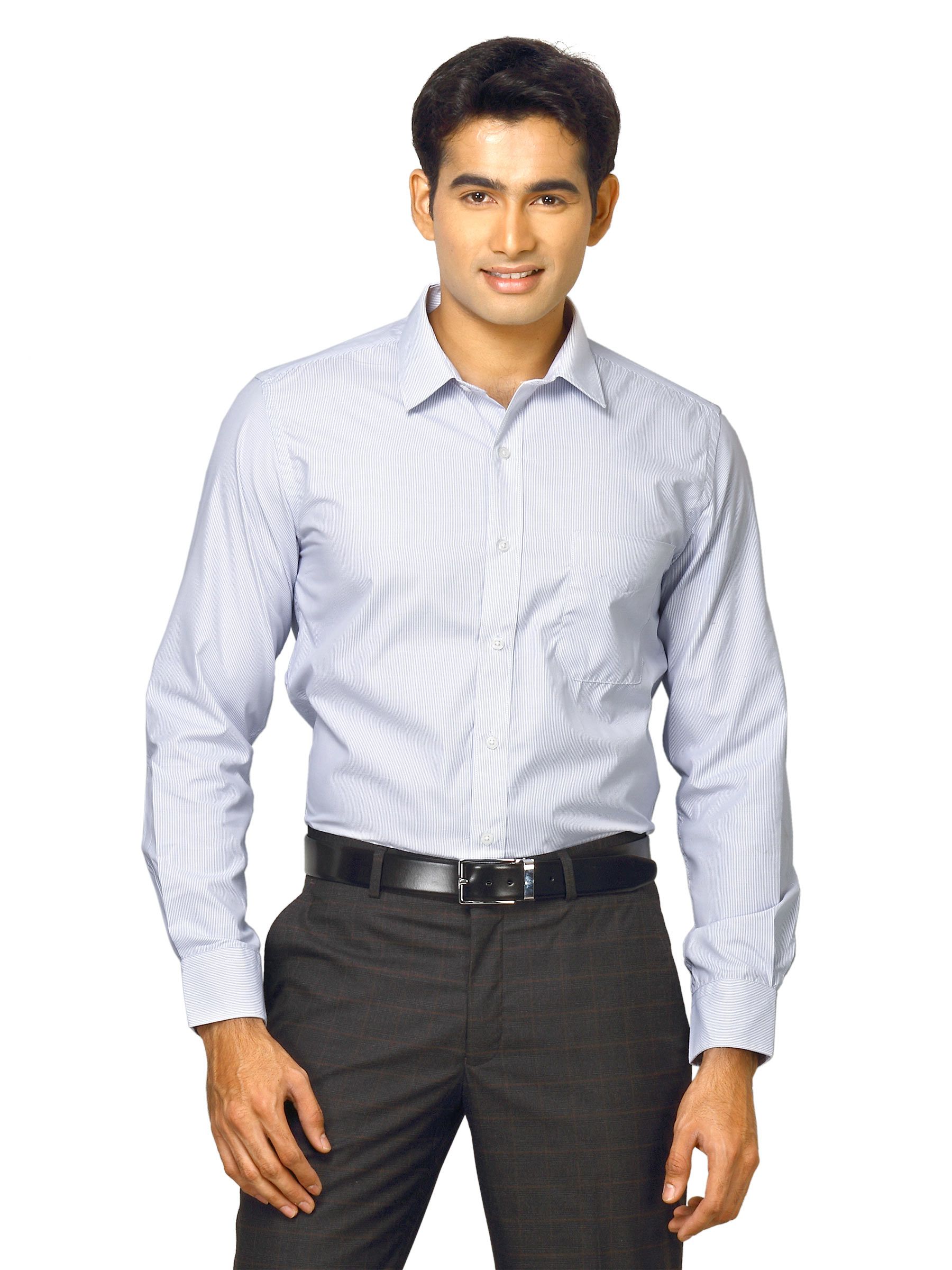 Mark Taylor Men Blue Striped Shirt