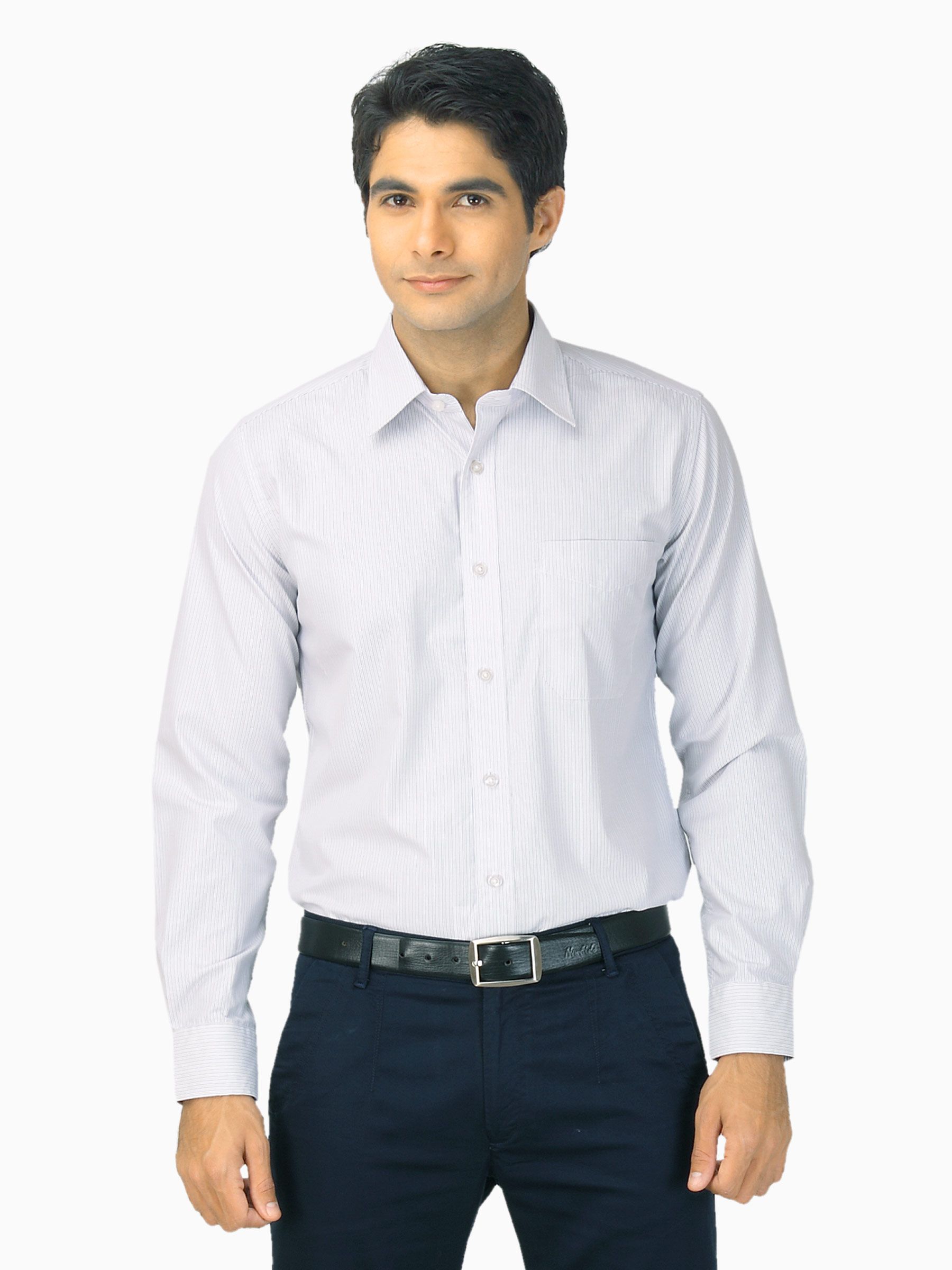 Mark Taylor Men Black & White Striped Shirt