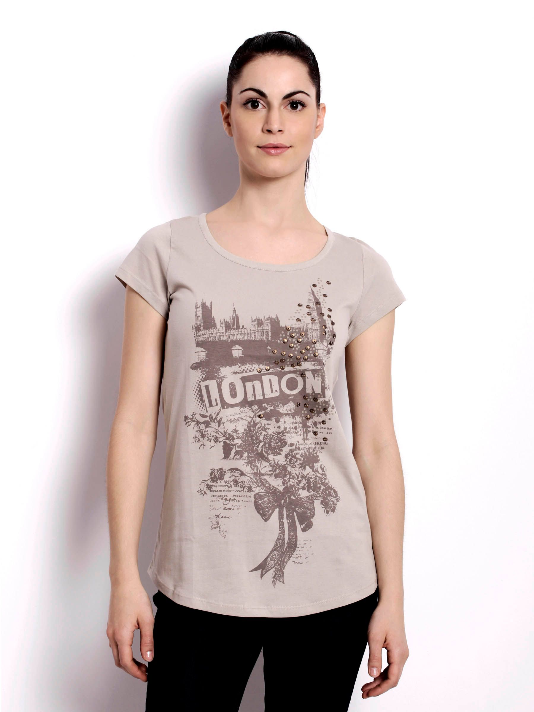 United Colors of Benetton Women  Printed Beige Top