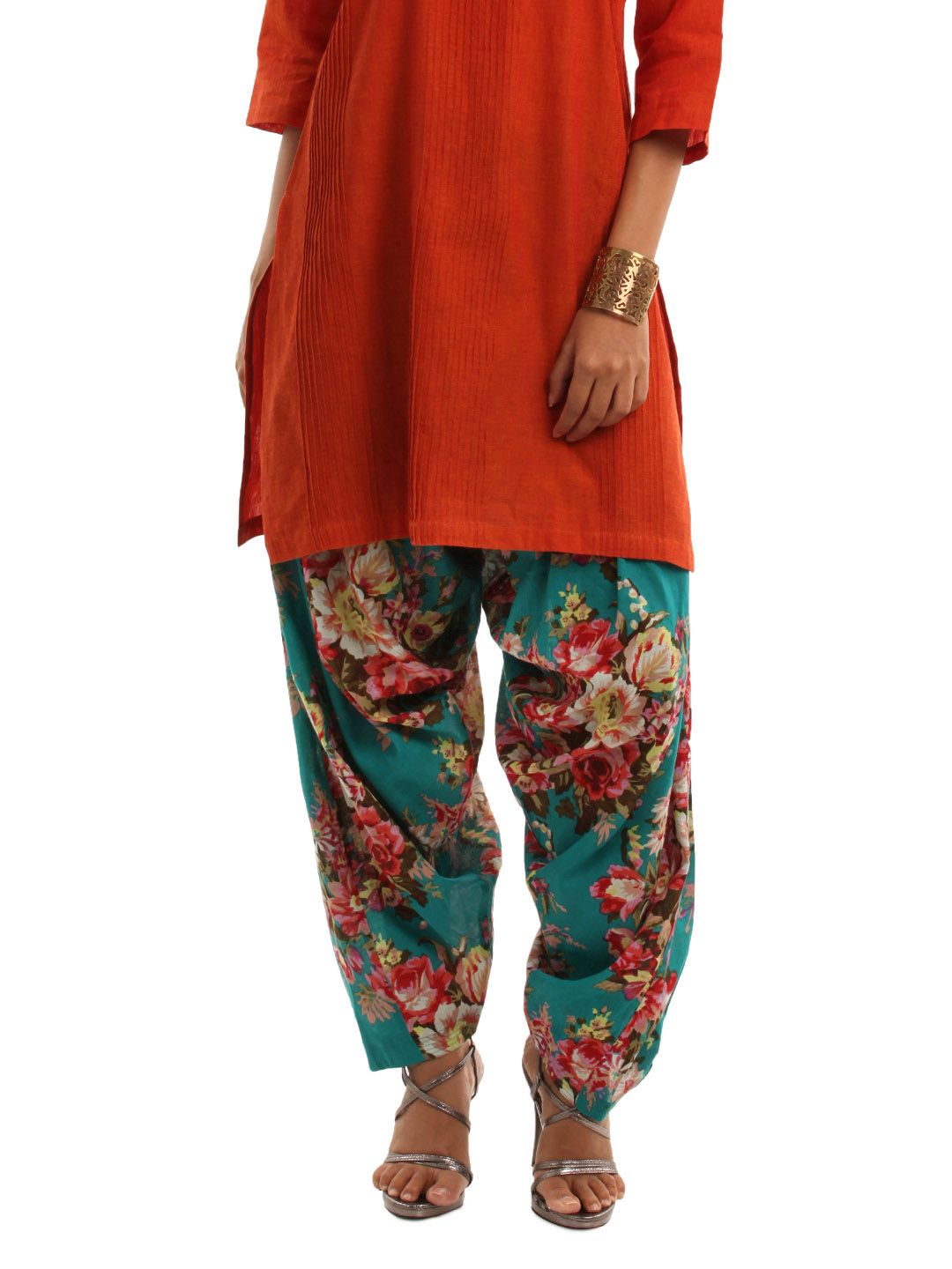 Shree Women Teal Printed Patiala
