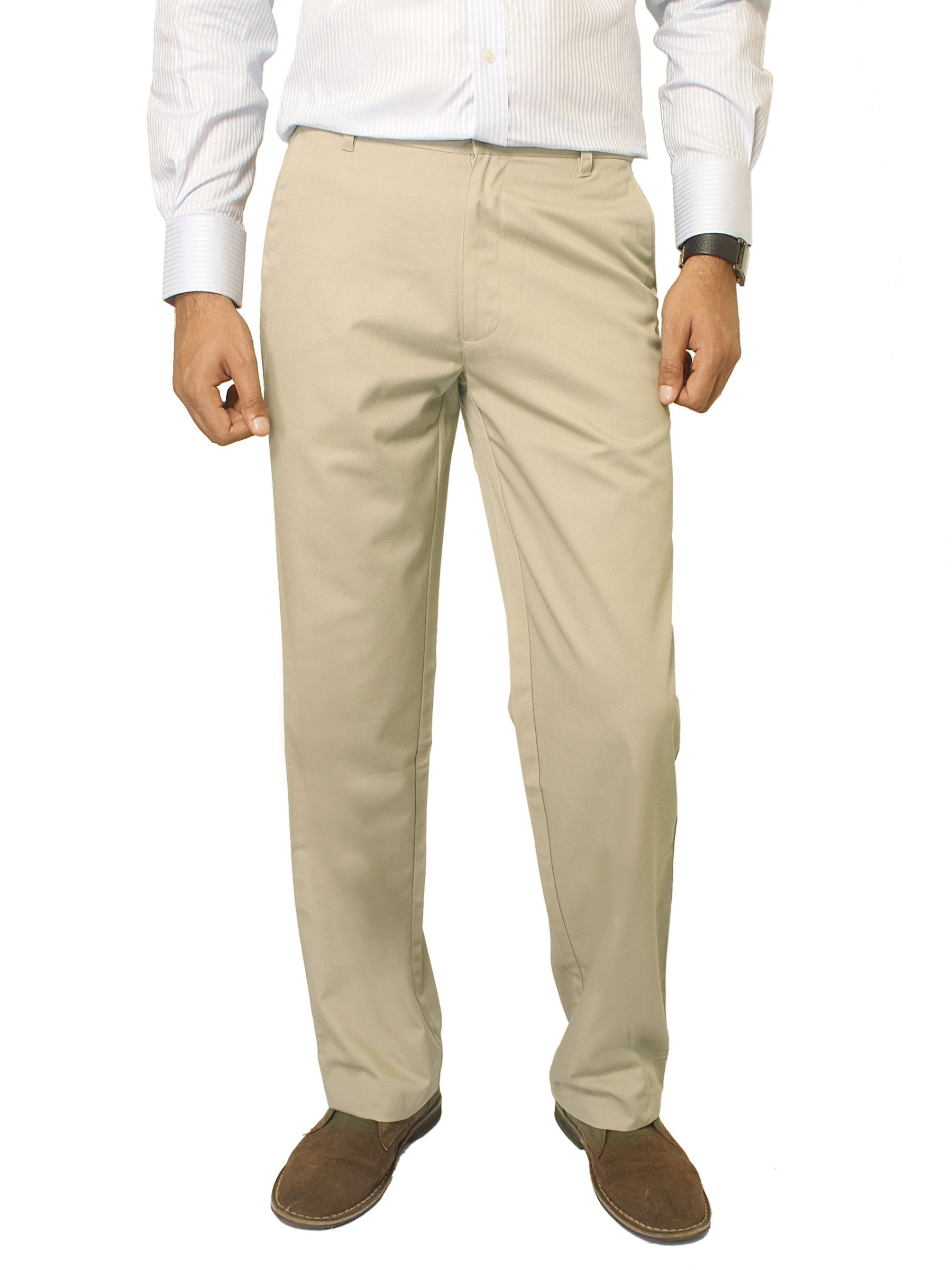 Basics Men Solid Beige Trousers