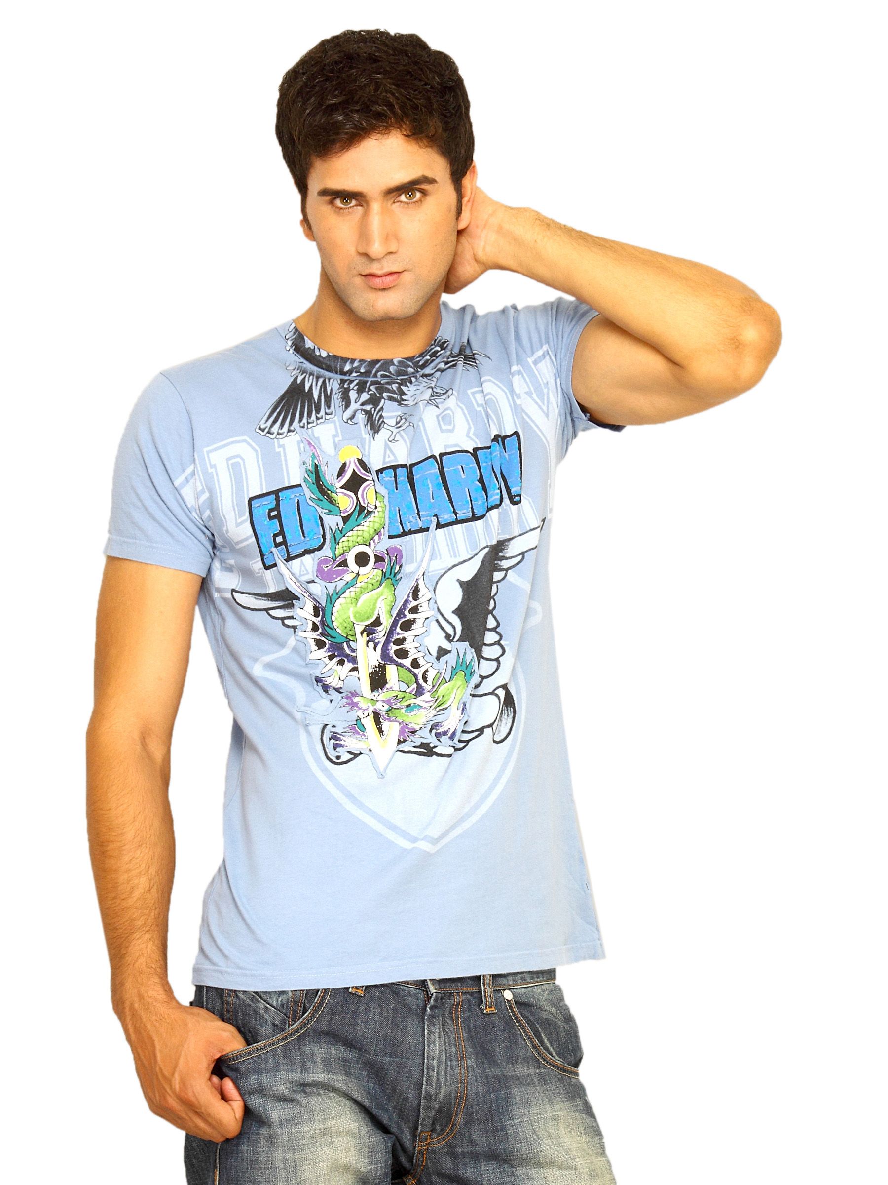 Ed Hardy Men's Blue Dragon & Sword T-shirt