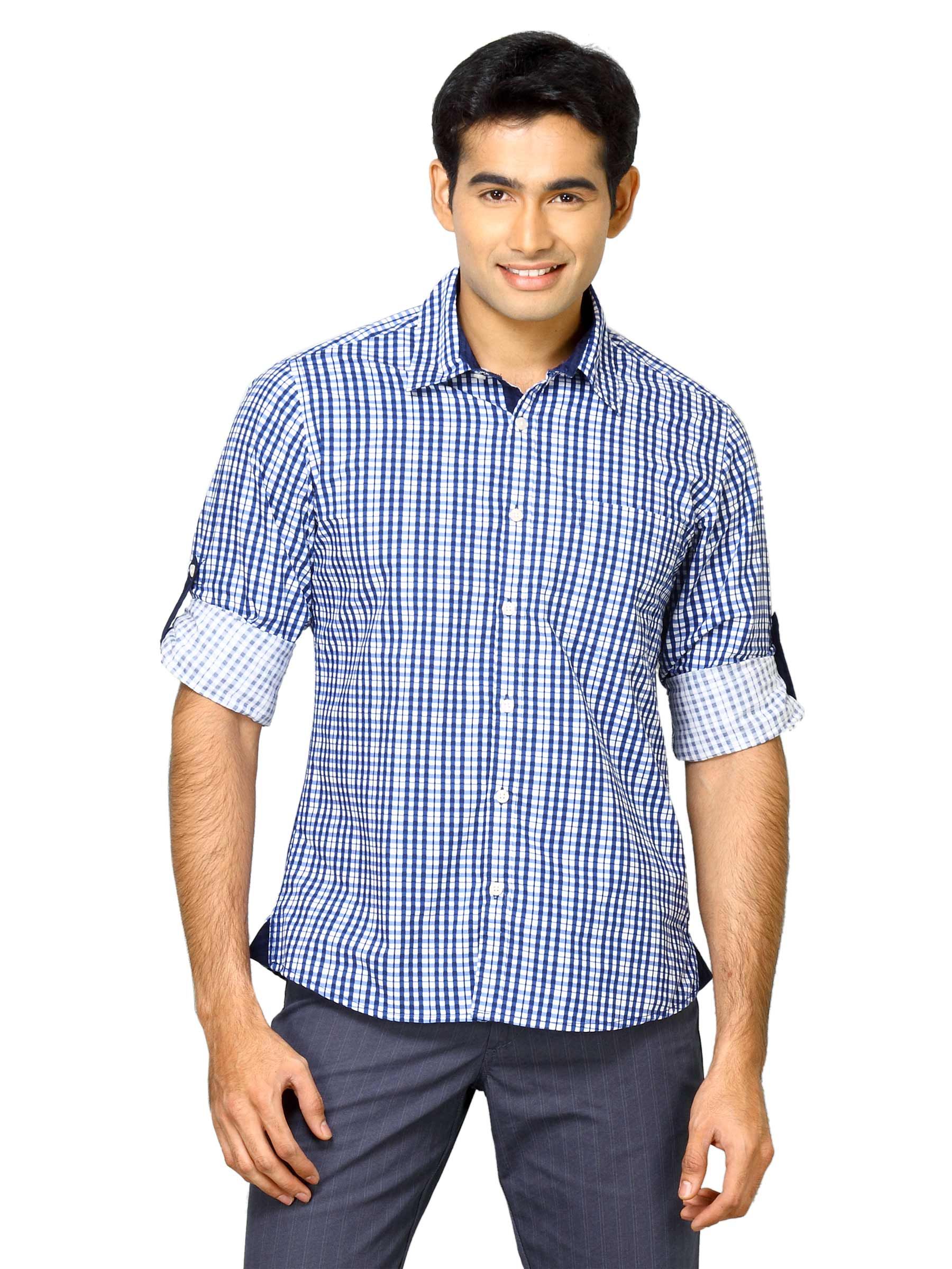 Indigo Nation Men Blue Check Shirt