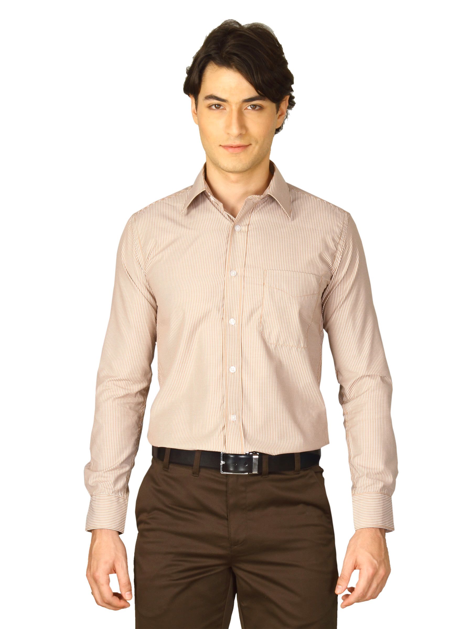 Mark Taylor Men Orange Striped Shirt