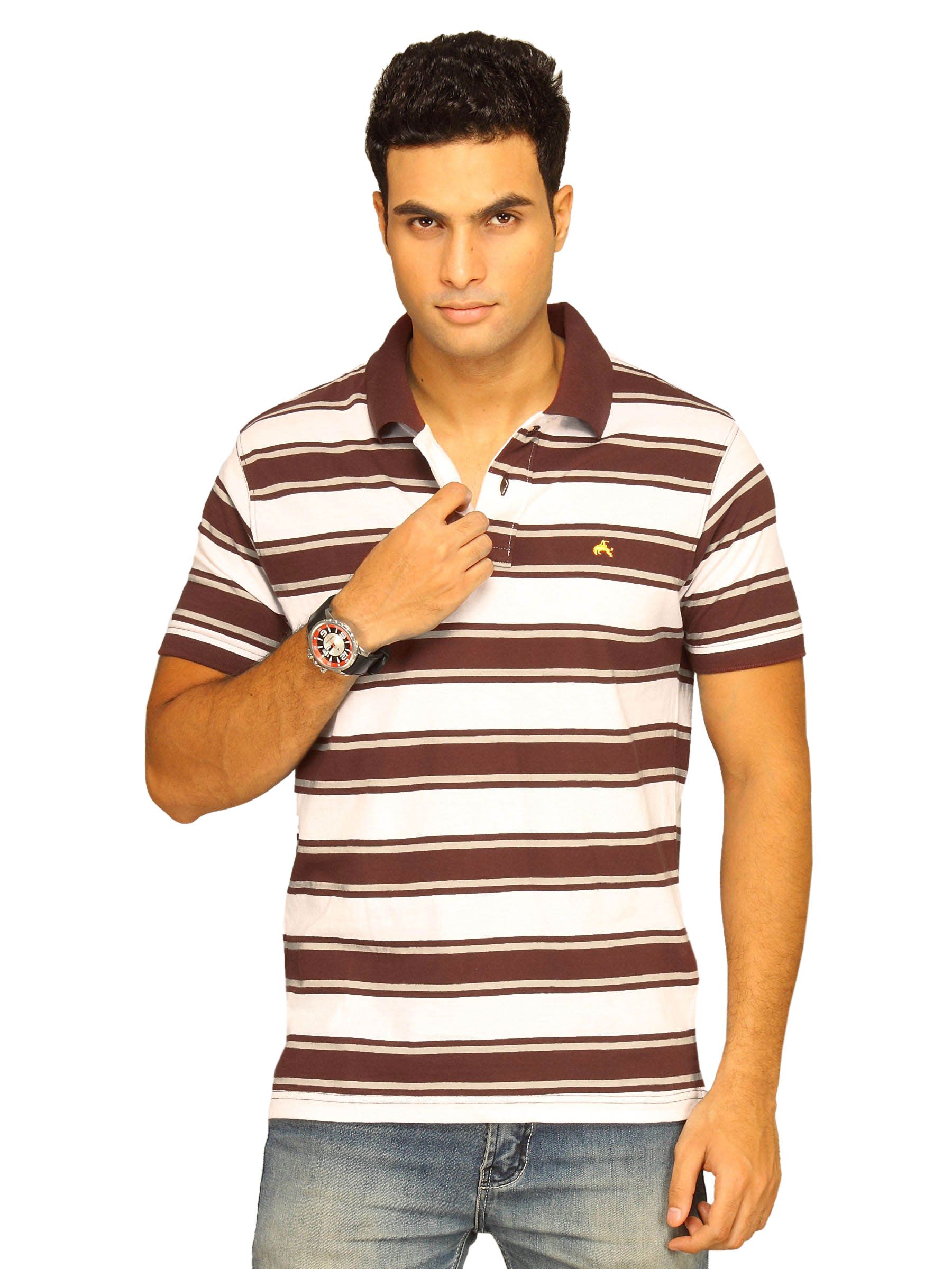 Wrangler Men's Rodeo Striper Polo Maroon T-shirt