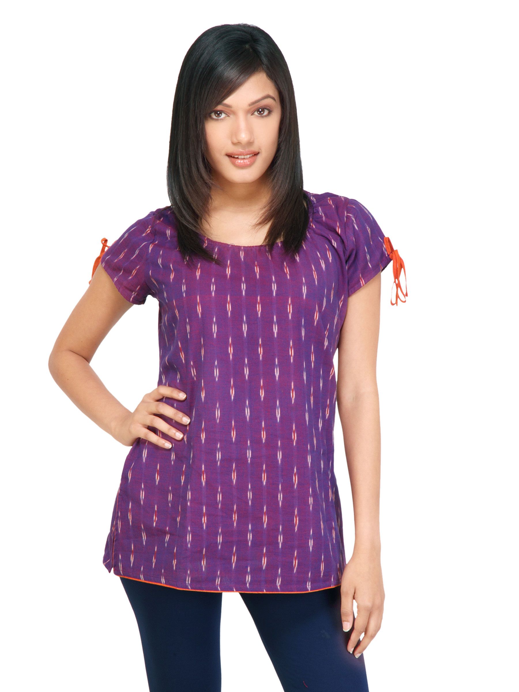 Mother Earth Women Printed Purple Kurtis