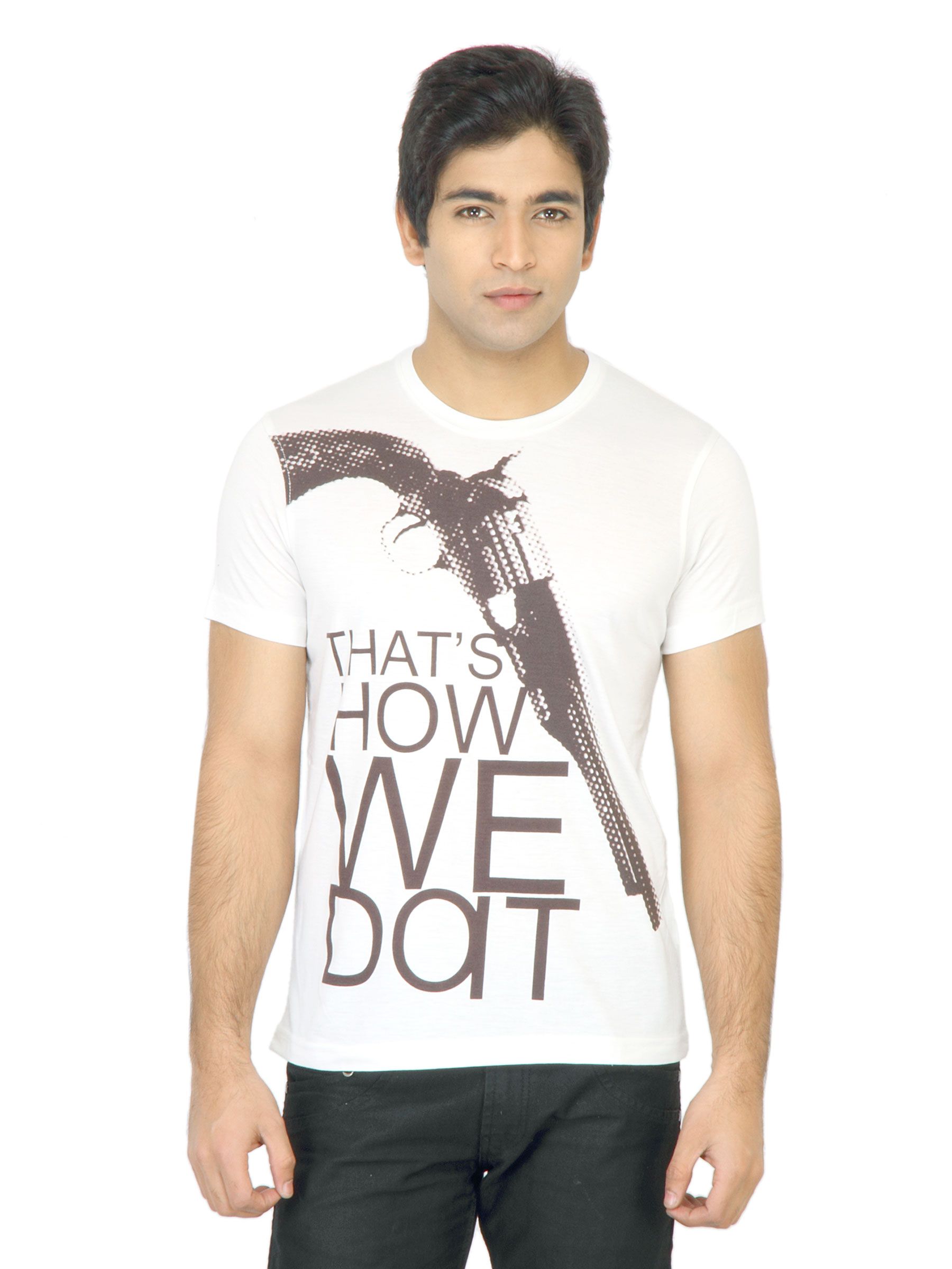 United Colors of Benetton Men Printed White TShirt