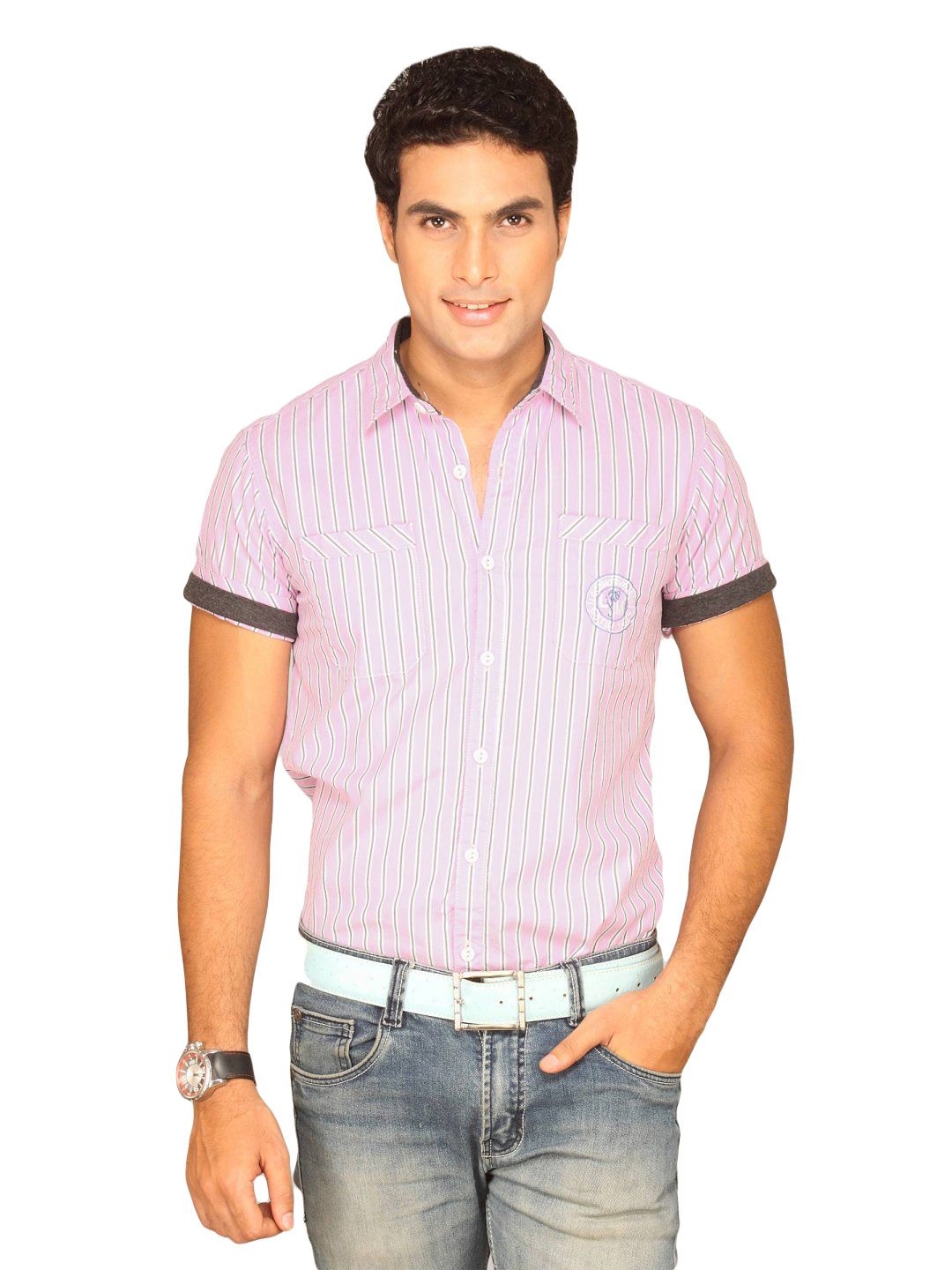 Locomotive Men Pink Stripe Shirt