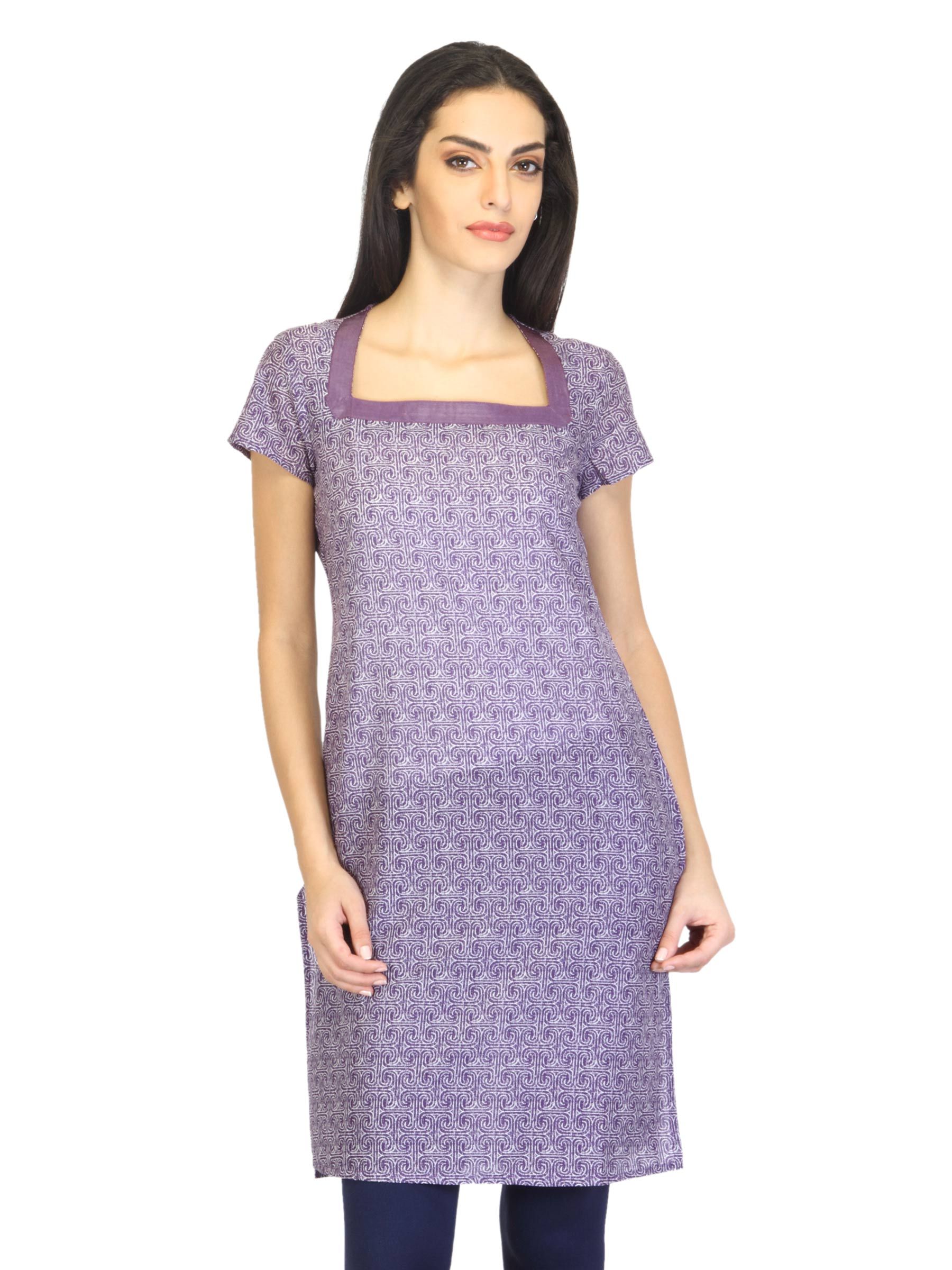 W Women Printed Purple Kurta