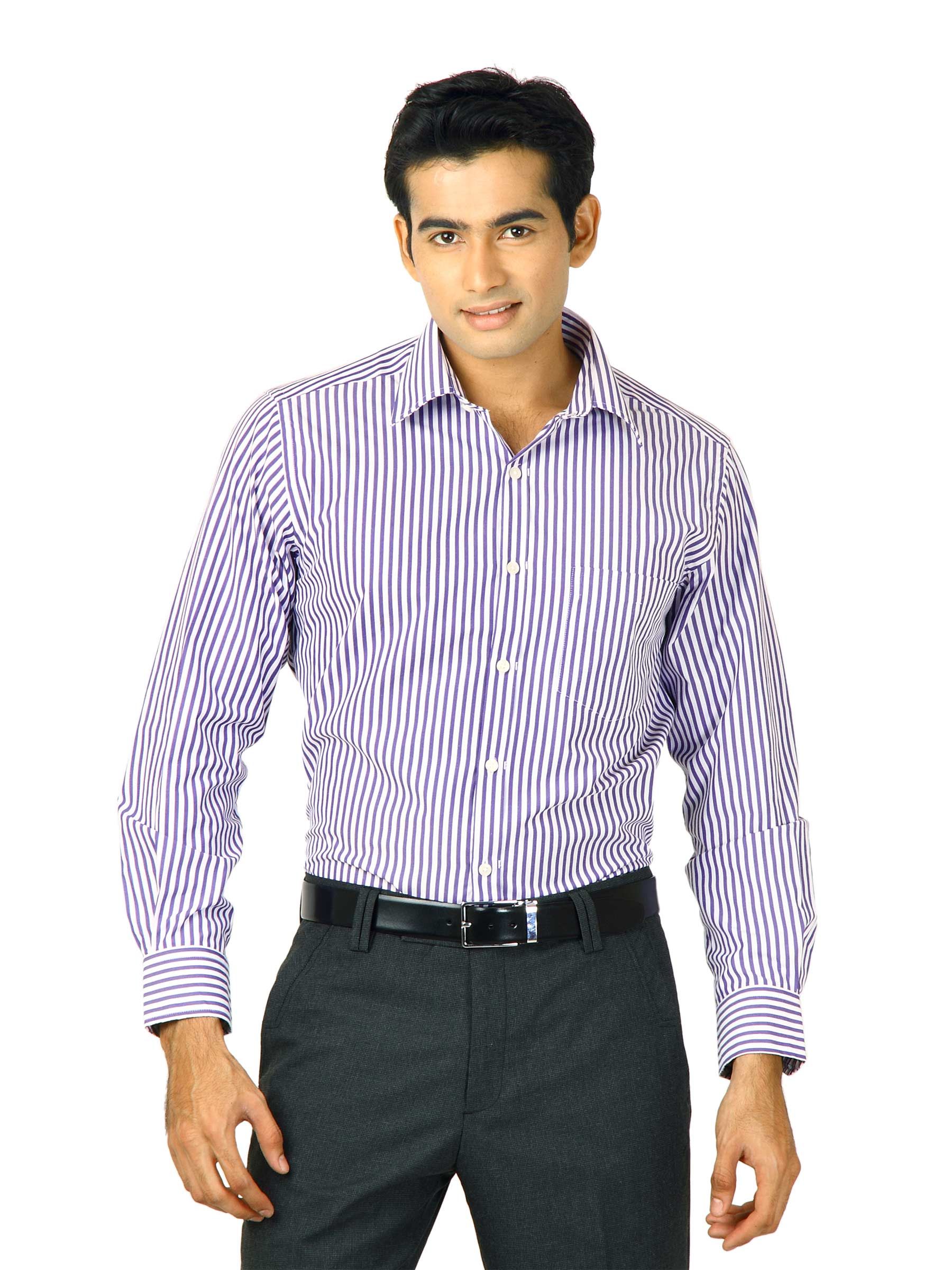 Indigo Nation Men Purple Striped Shirt