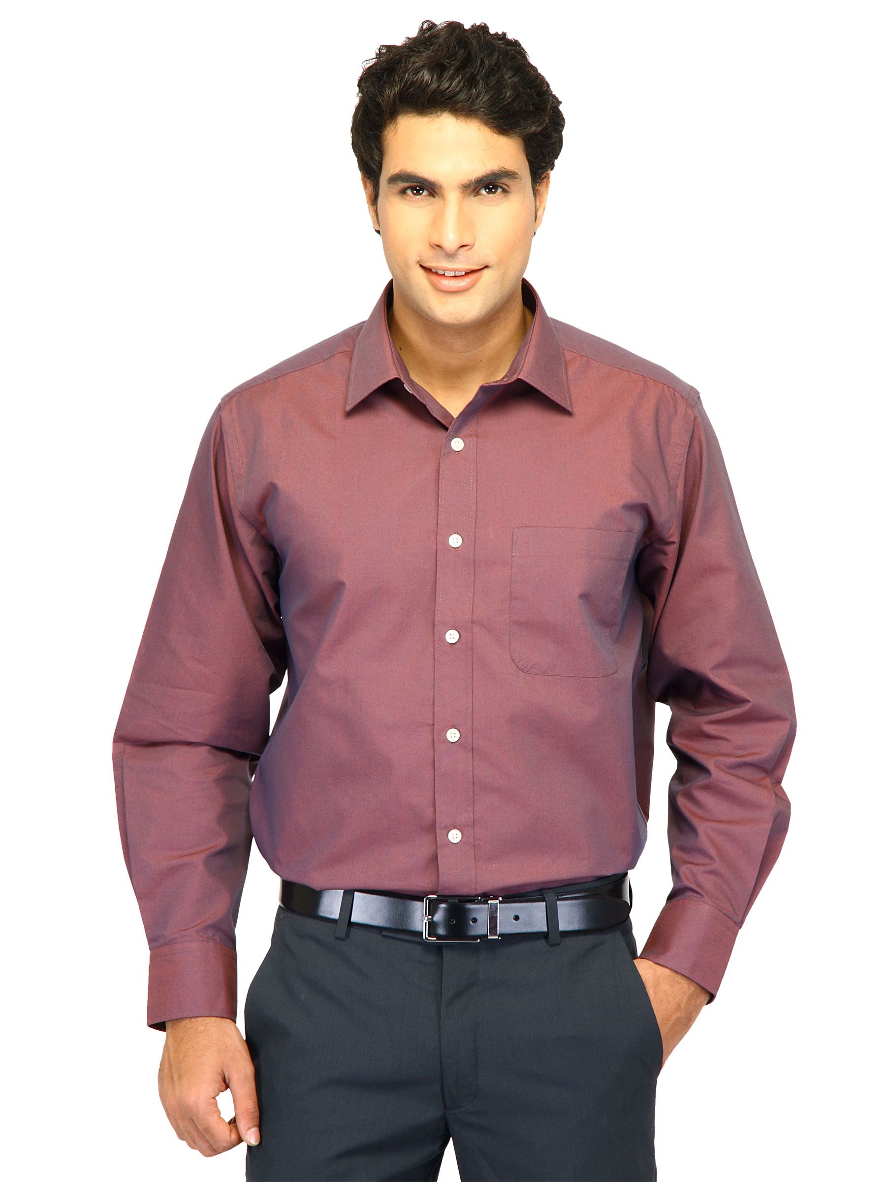 John Miller Men Solid Purple Shirts