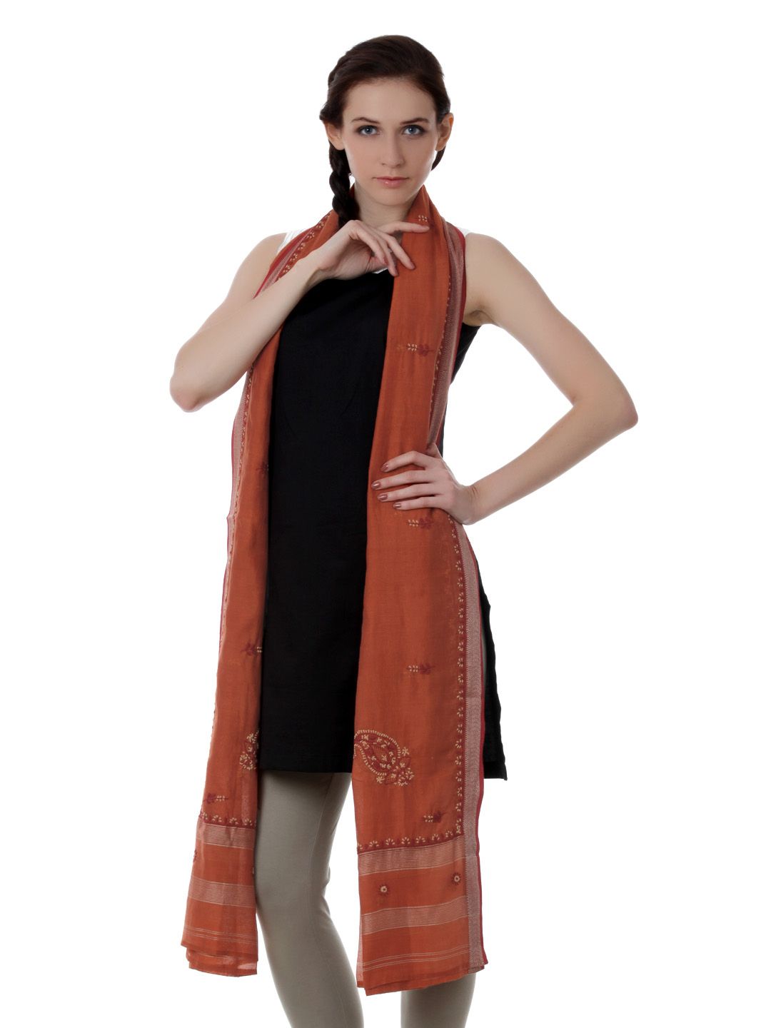 Fabindia Women Rust Dupatta