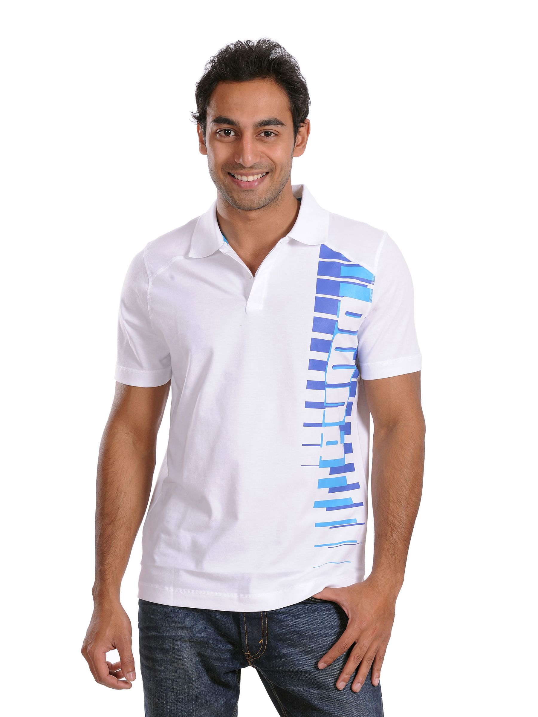 Puma Mens Keyboard Sidebar White Polo T-shirt