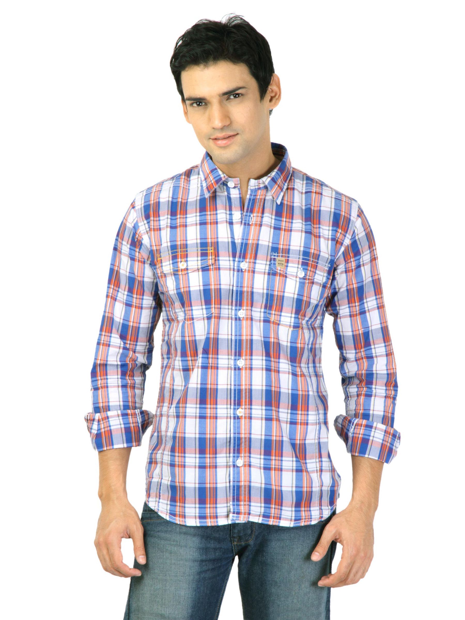 Basics Men Blue Slim Fit Checked Shirt