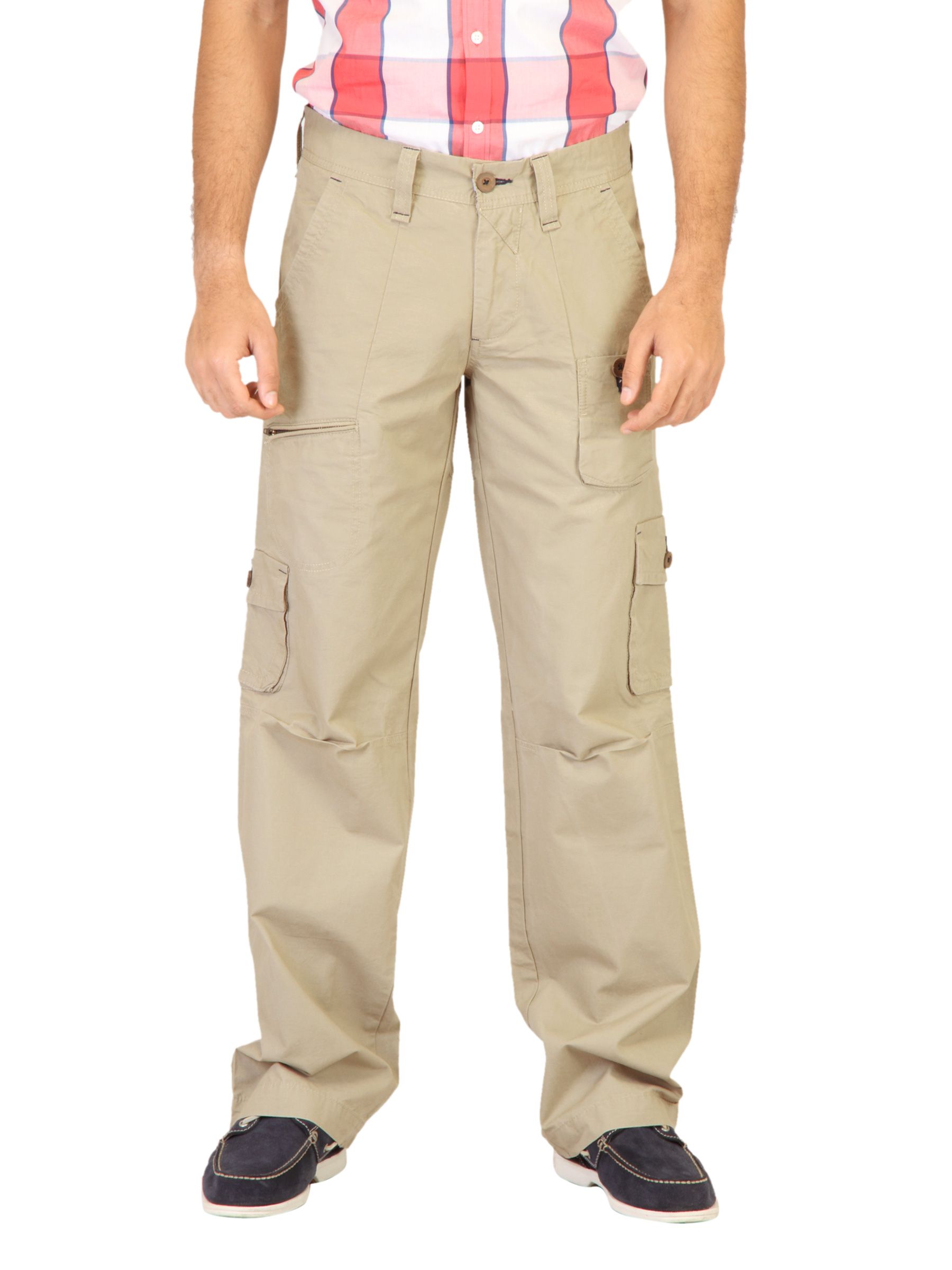 Probase Men Solid Beige Cargos