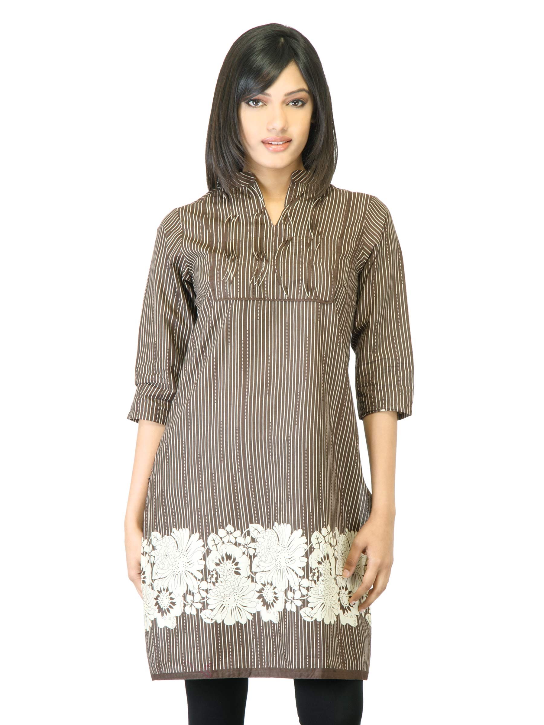 Folklore Women Brown Printed Kurta