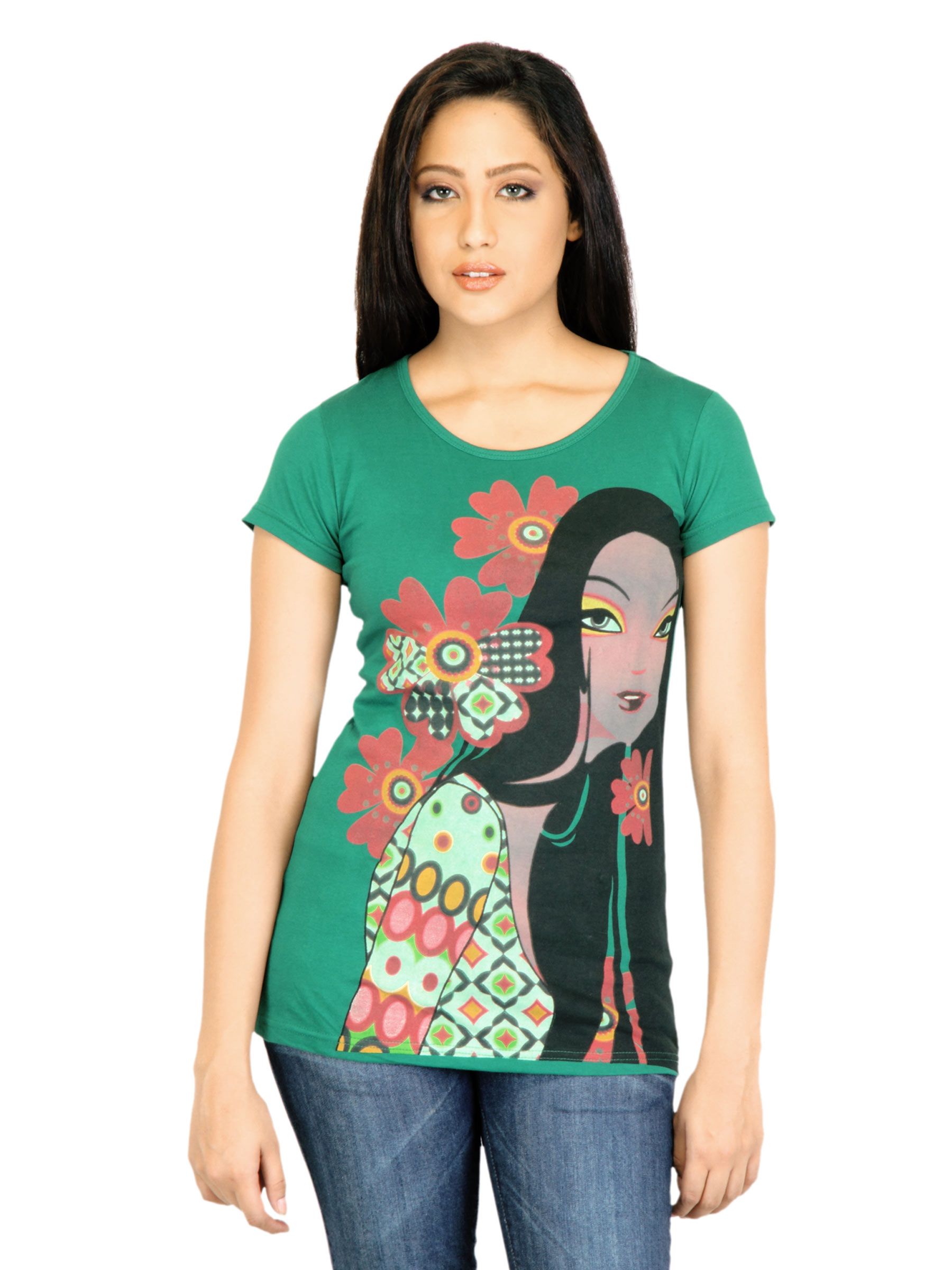 Jealous 21 Women Printed Green Top