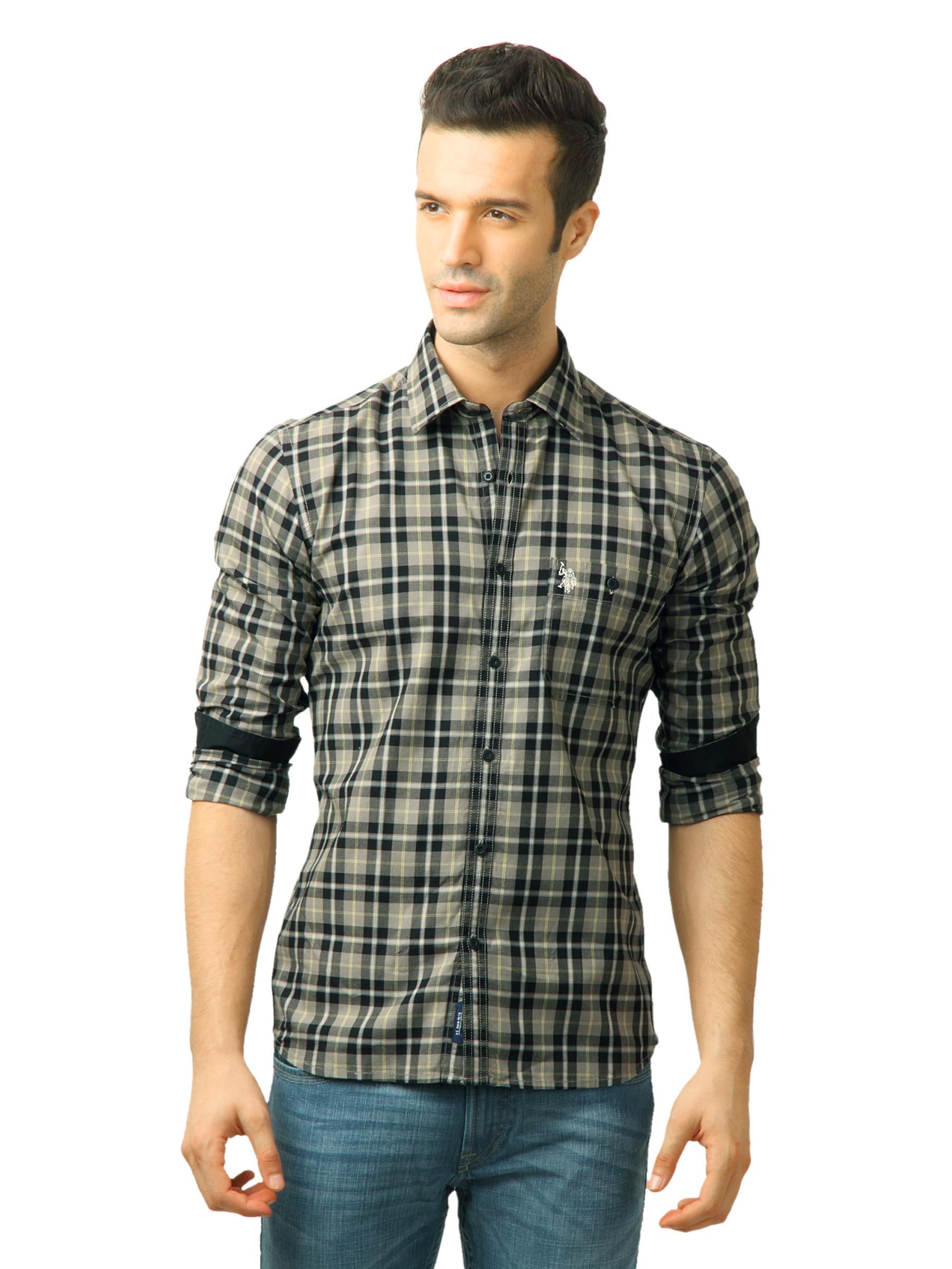 U.S. Polo Assn. Men Checks Grey Shirt