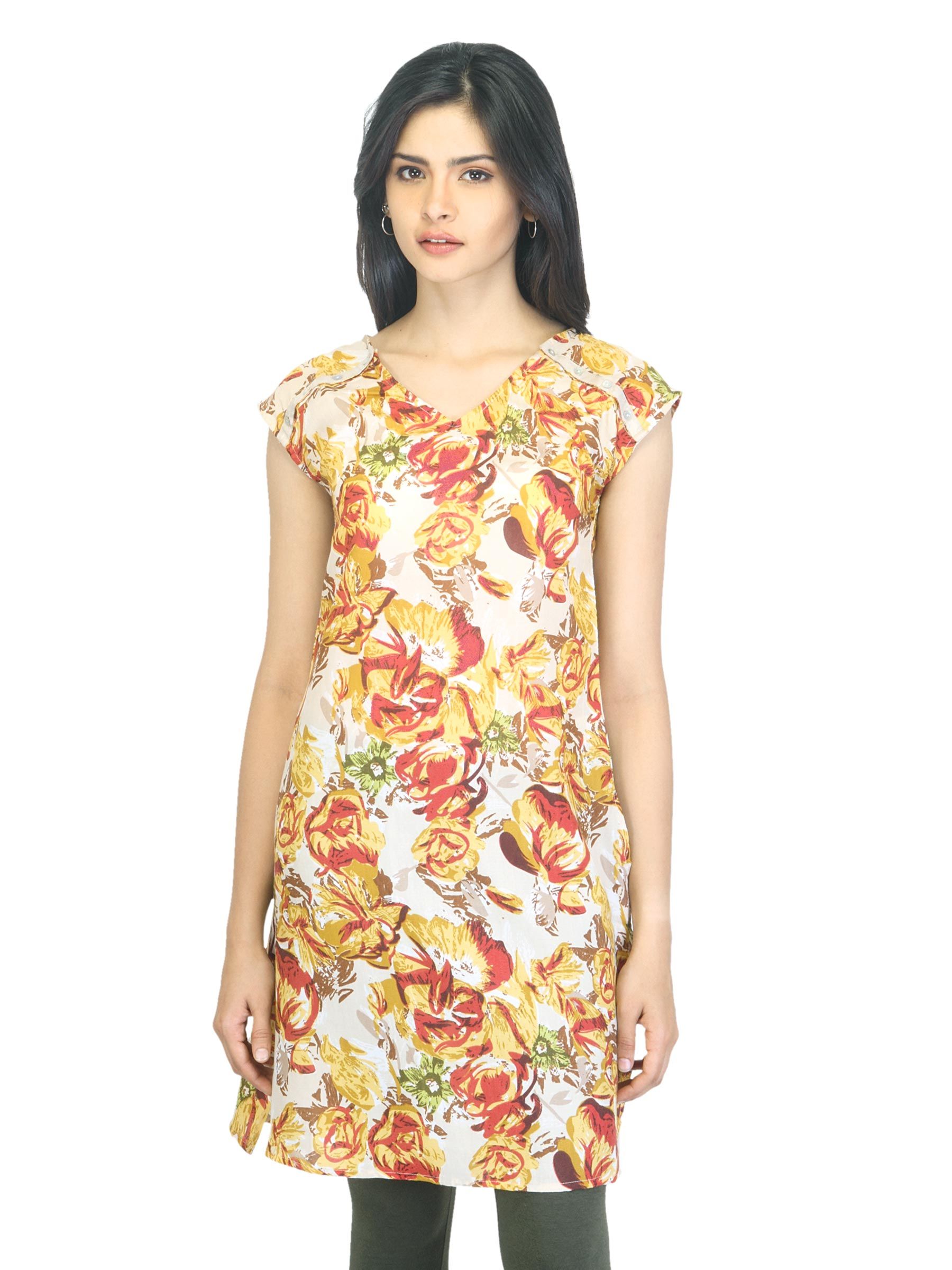 W Women Printed Yellow Kurta