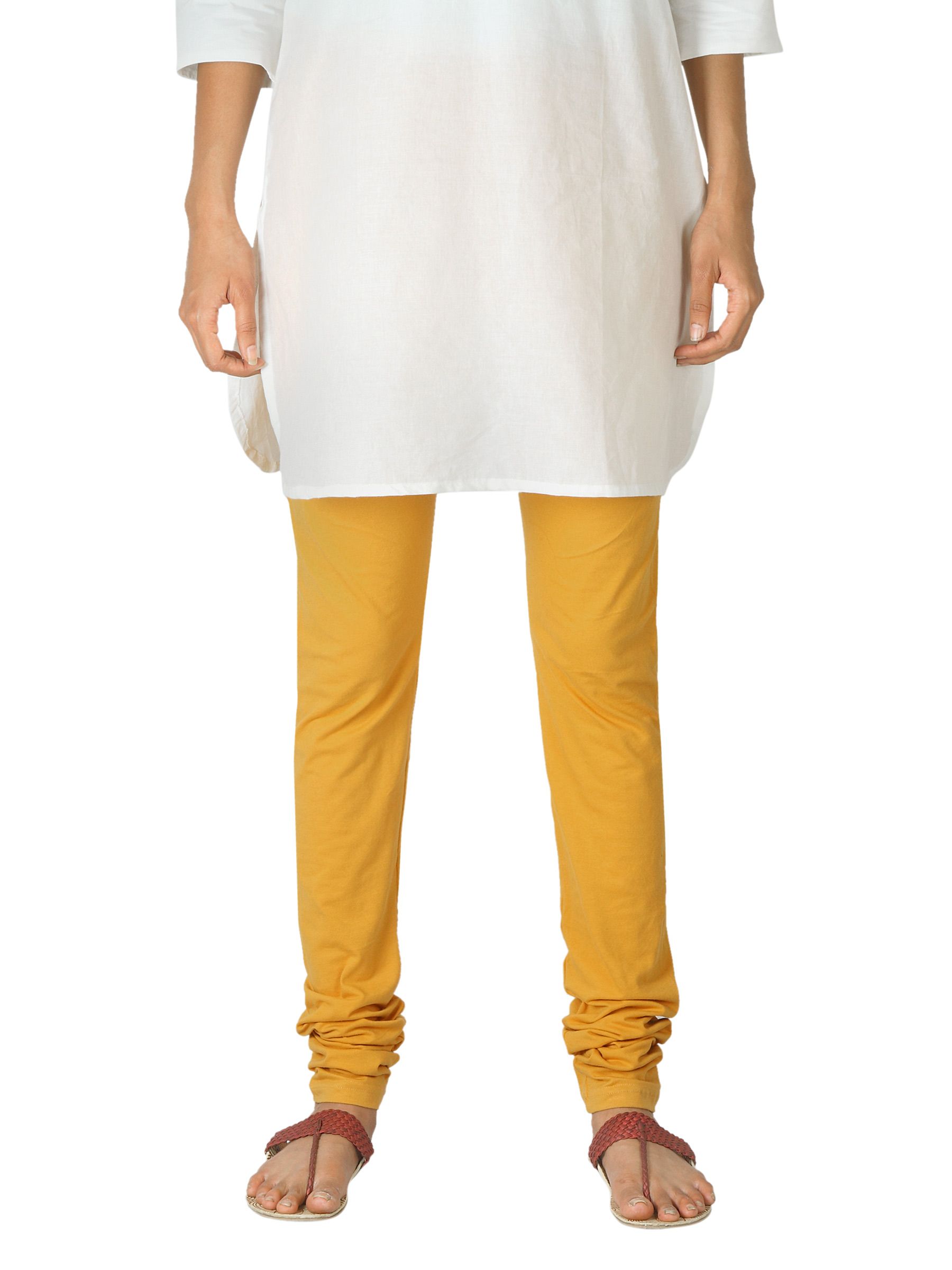Fabindia Women Mustard Leggings