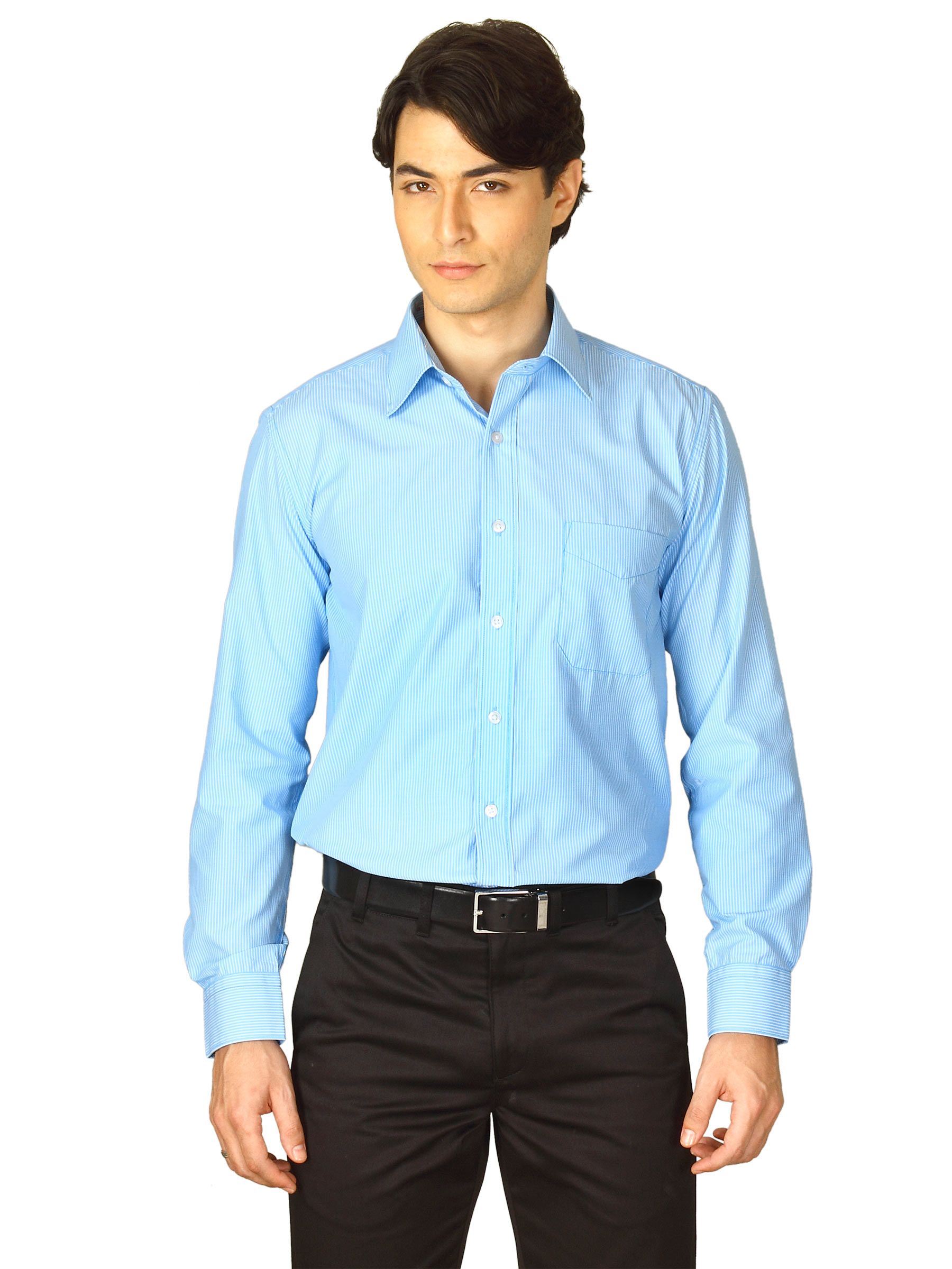 Mark Taylor Men Blue Striped Shirt