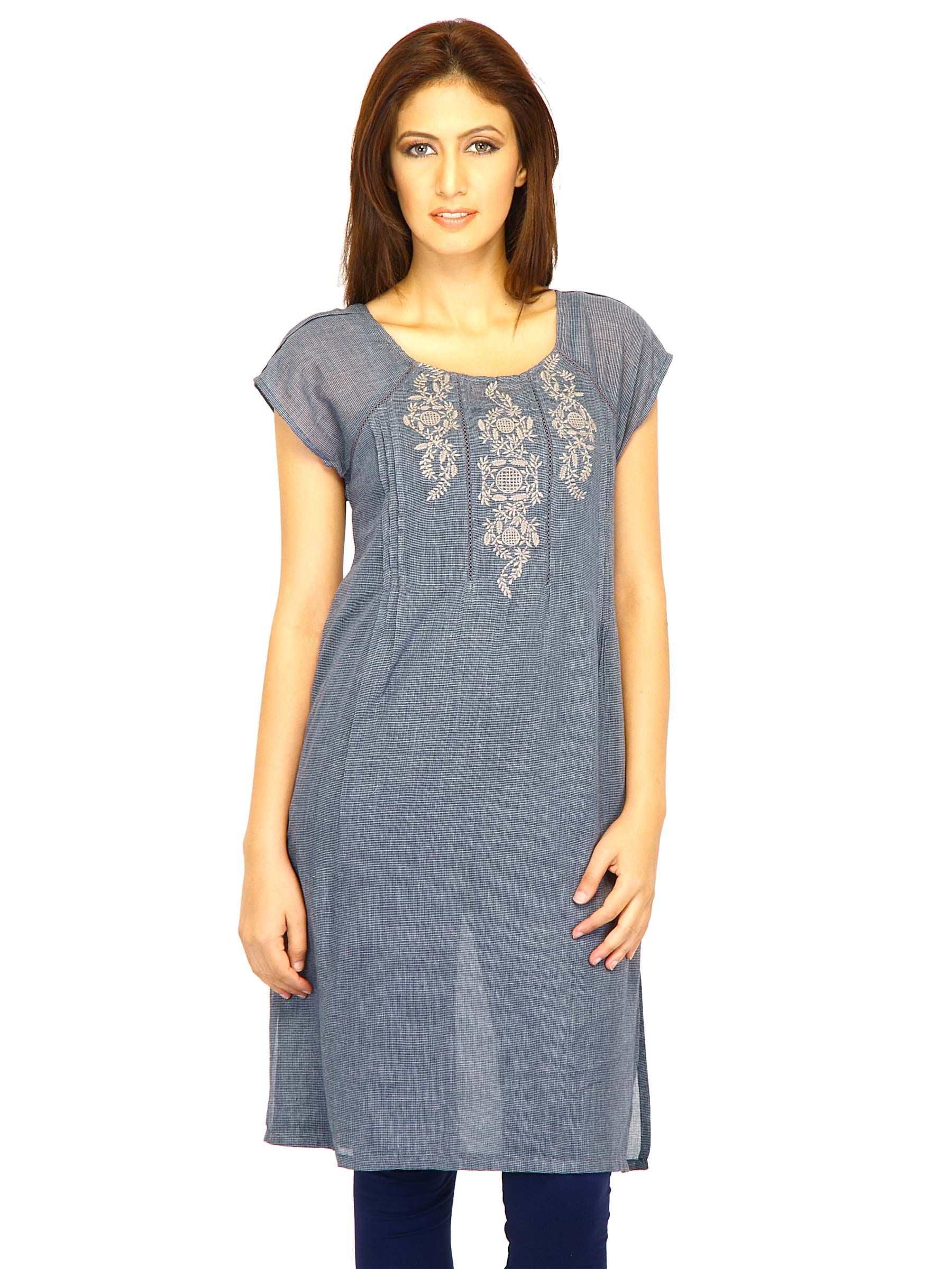 W Women Check Blue Kurtas