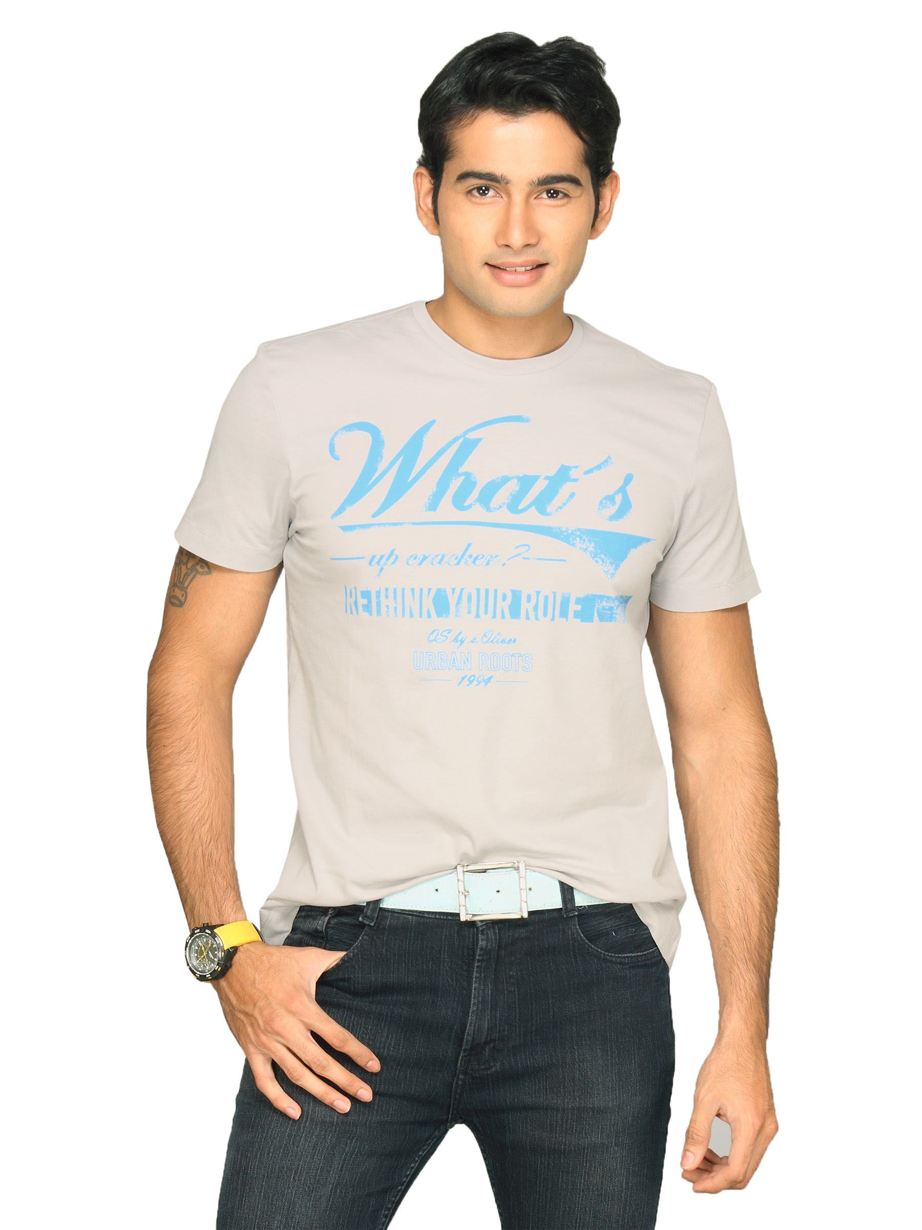 s.Oliver Men's What Up Cracker Blue T-shirt