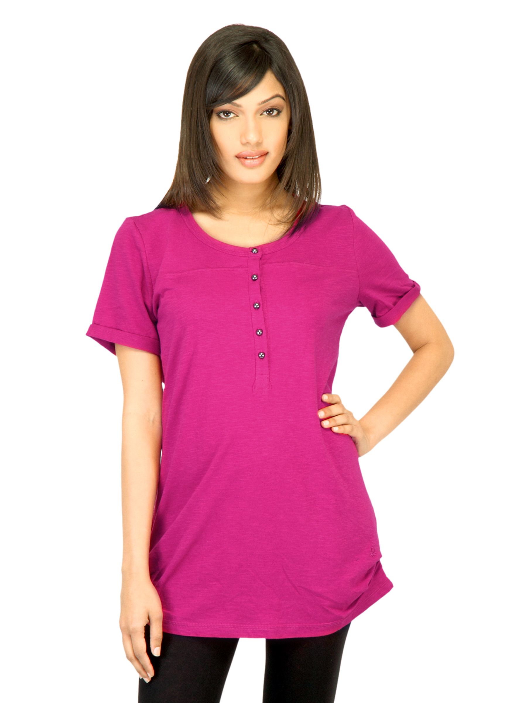 United Colors of Benetton Women Solid Magenta Top